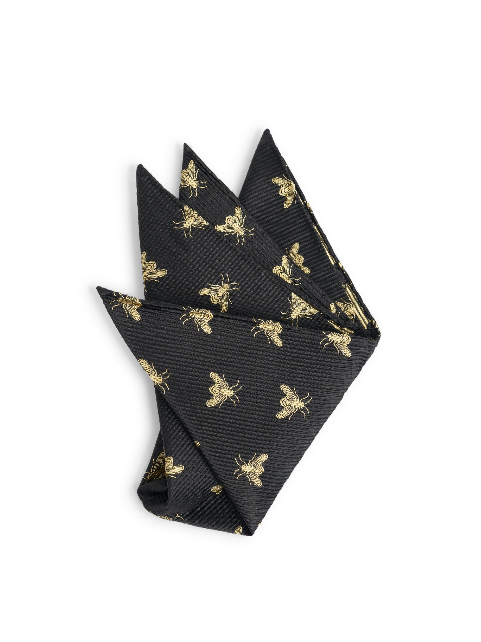 Black Gold Bees Silk Pocket Square