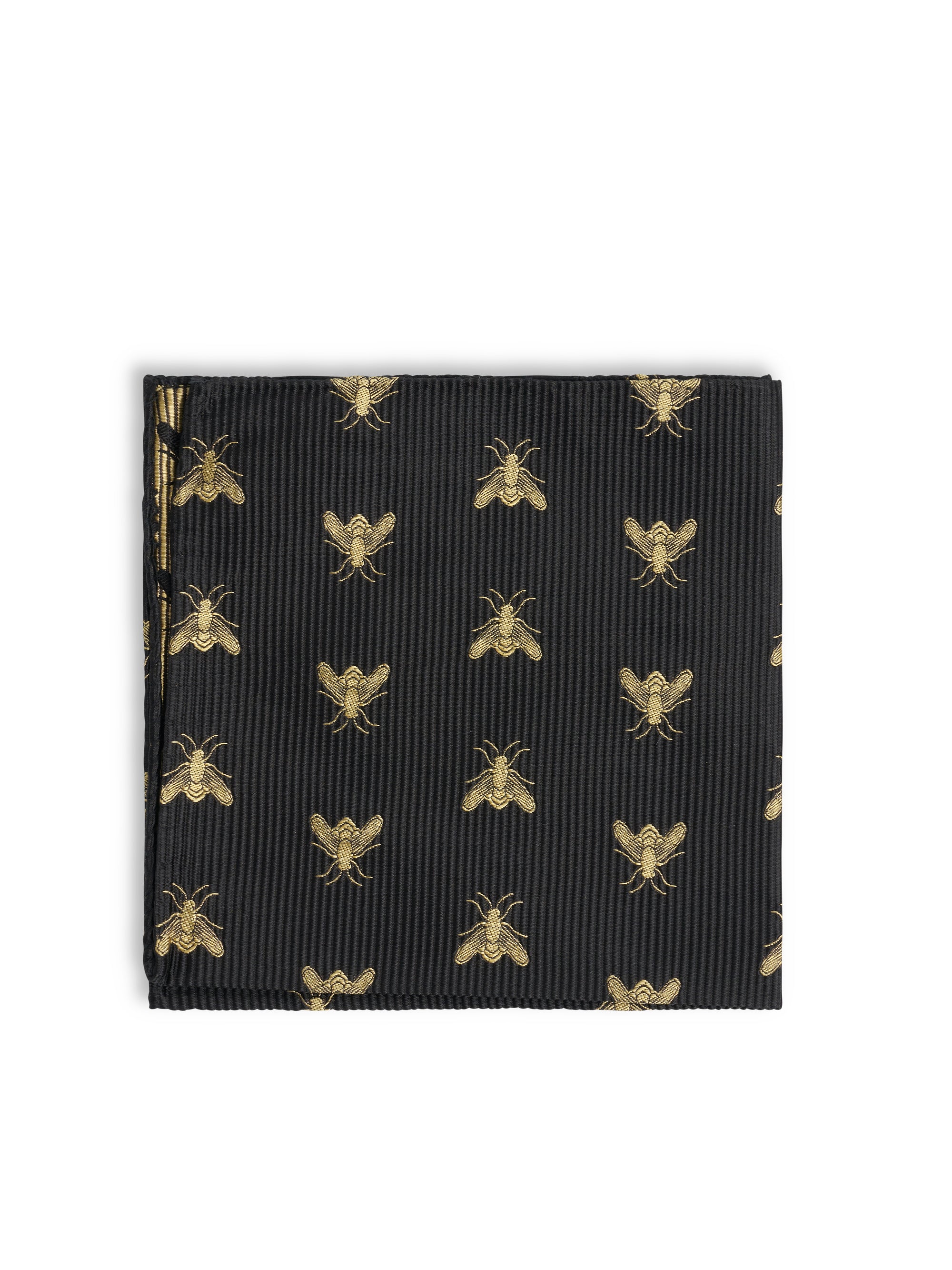 Black Gold Bees Silk Pocket Square