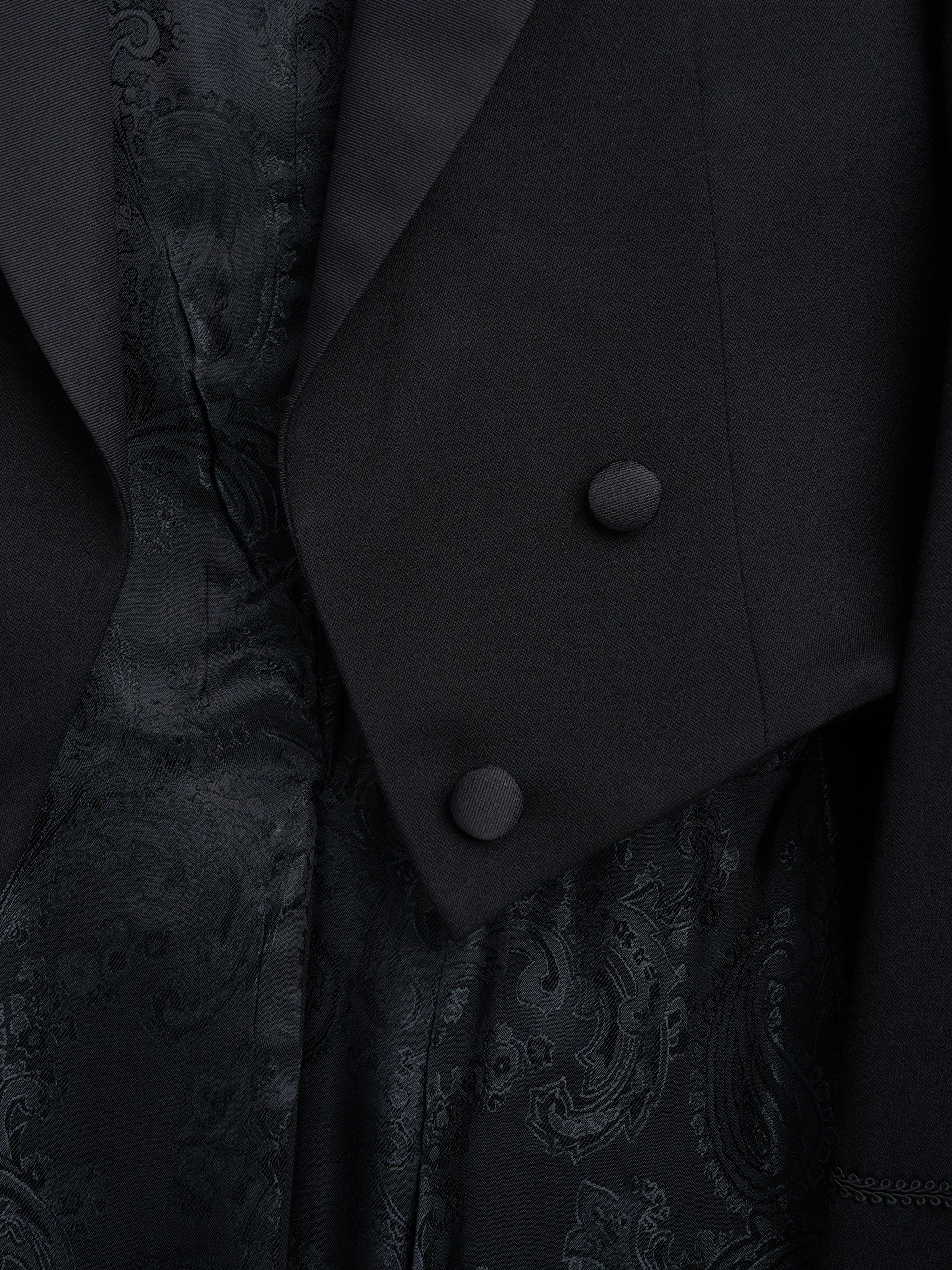 Black Hampton Barathea Wool Evening Tails