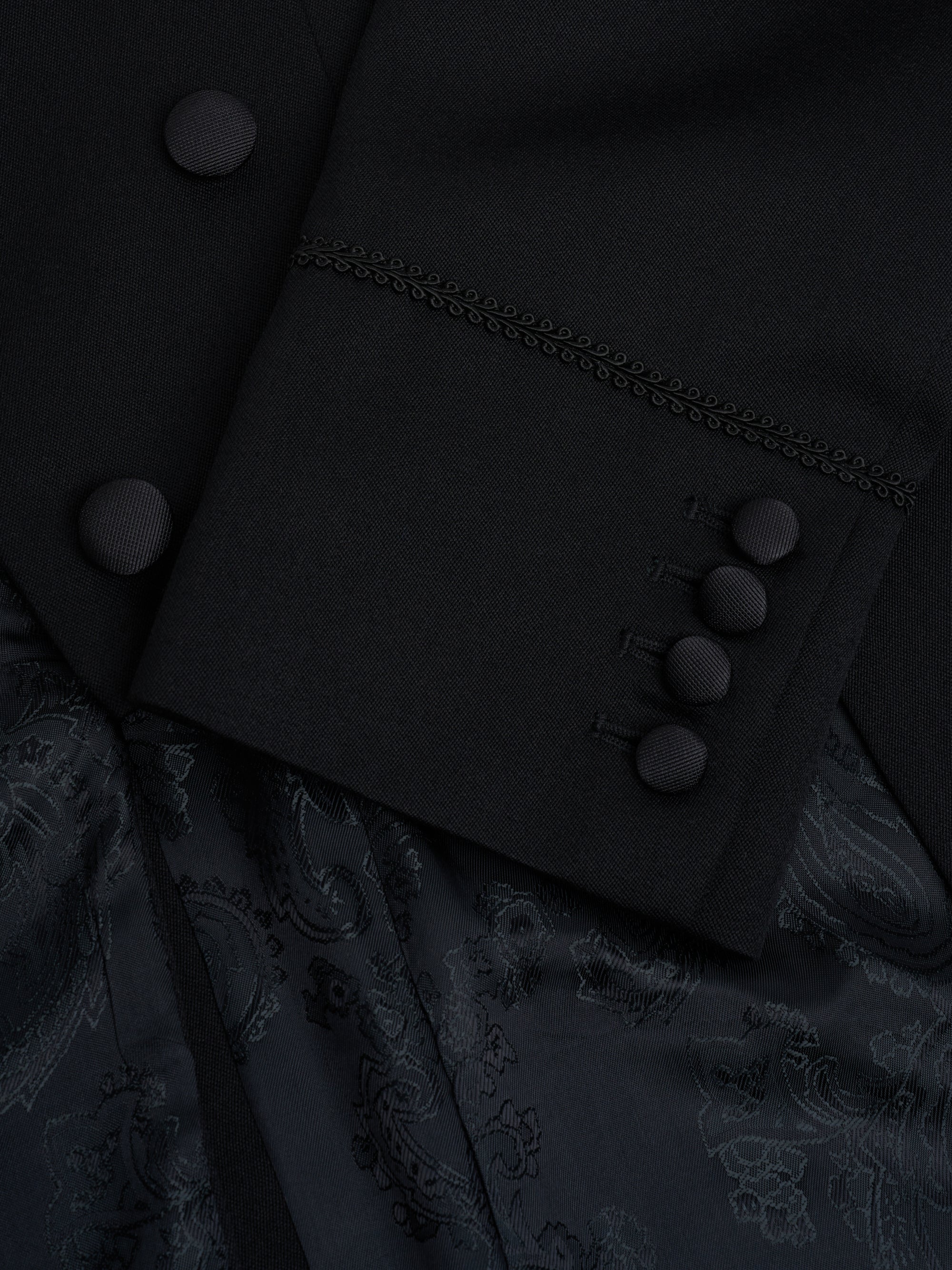 Black Hampton Barathea Wool Evening Tails