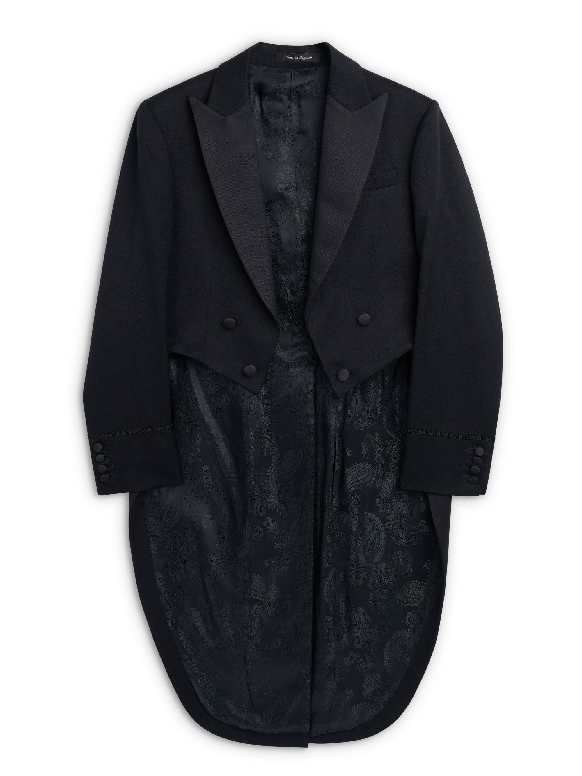 Black Hampton Barathea Wool Evening Tails
