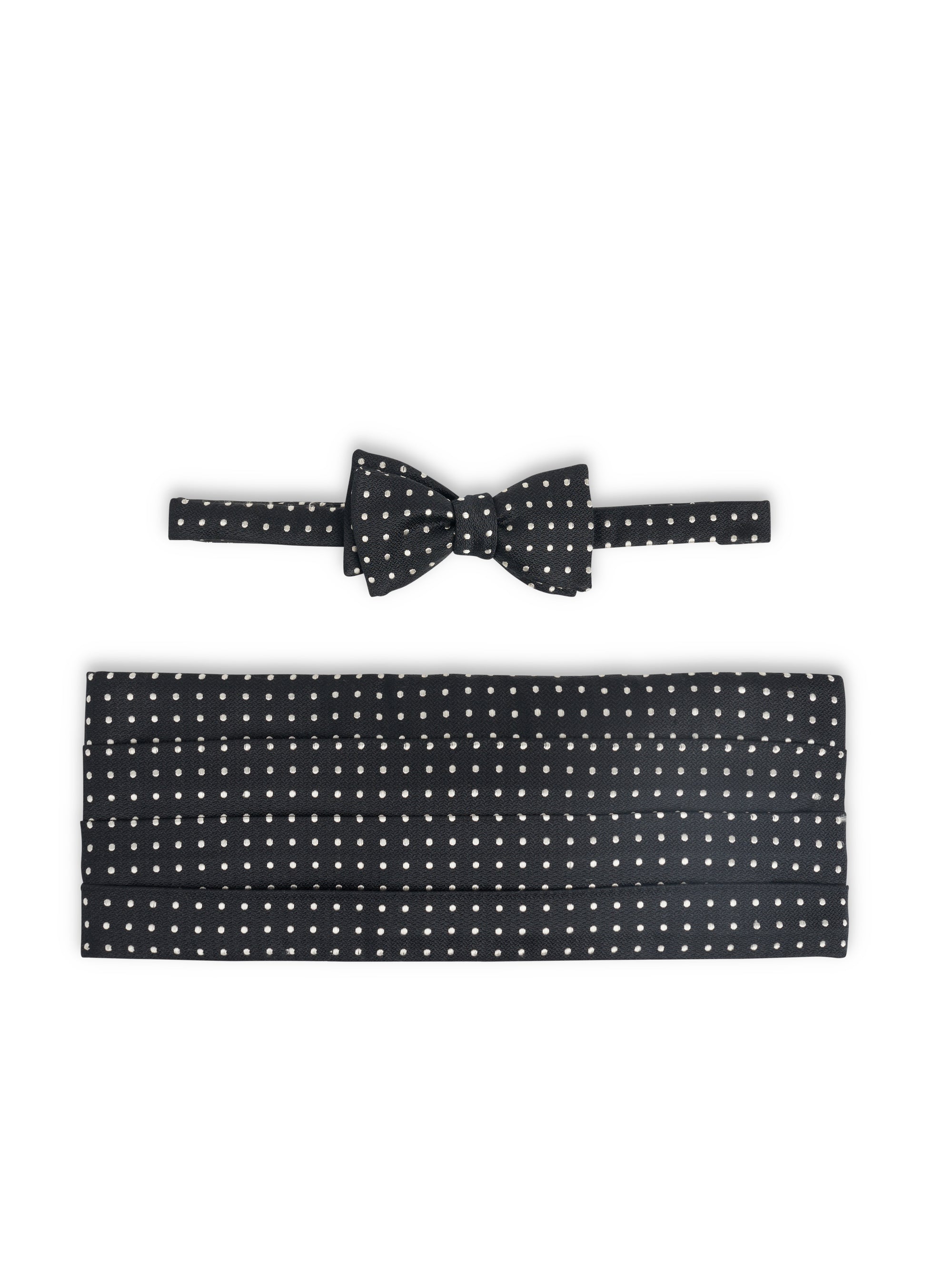 Black Pickwick Silk Pleated Cummerbund & Bow Tie Set