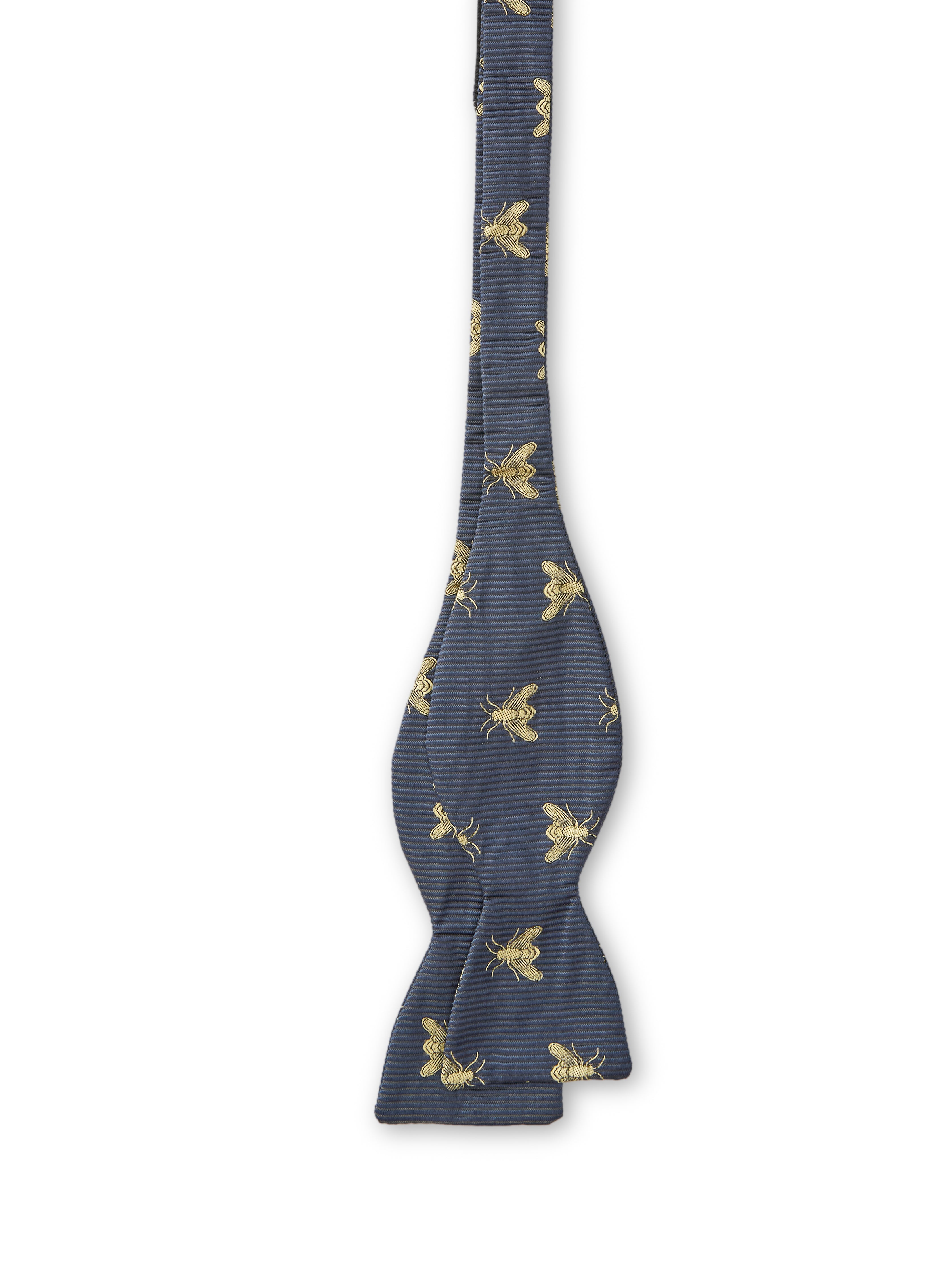 Navy Gold Bees Silk Bow Tie