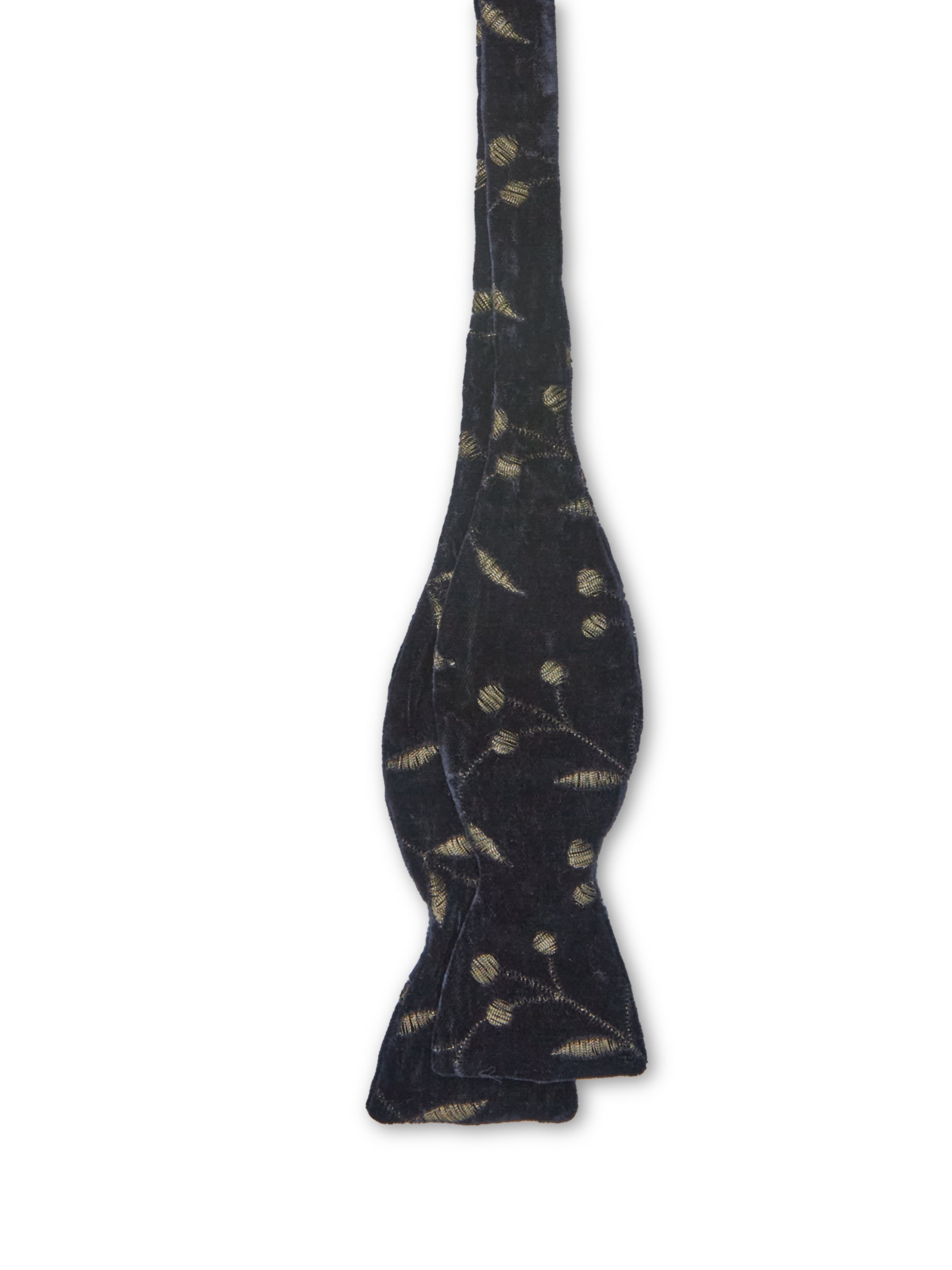 Black Lurex Berries Silk/Rayon Large Party Bow Tie