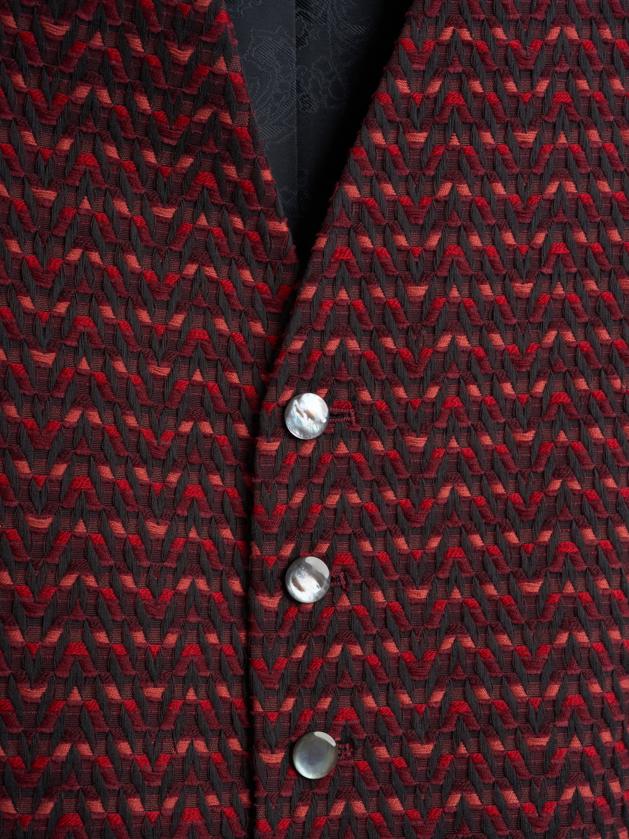 Claret Anderson Wool/Silk Single Breasted 6 Button Waistcoat