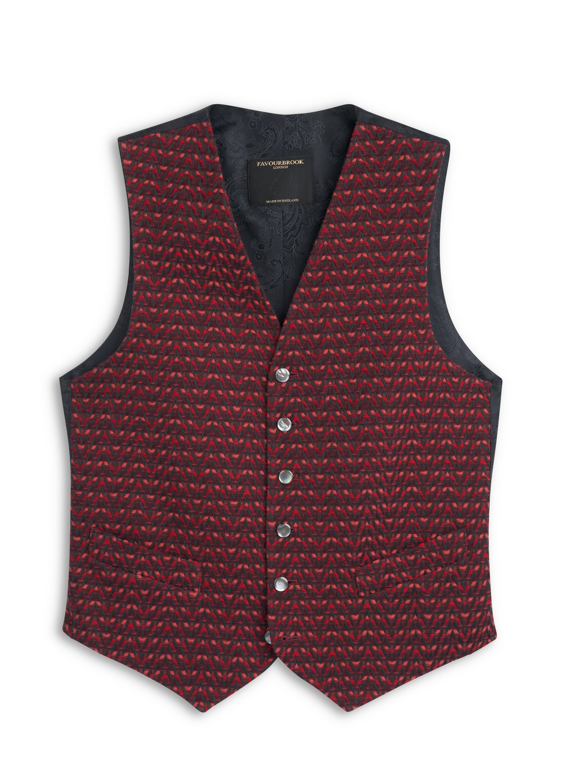 Claret Anderson Wool/Silk Single Breasted 6 Button Waistcoat