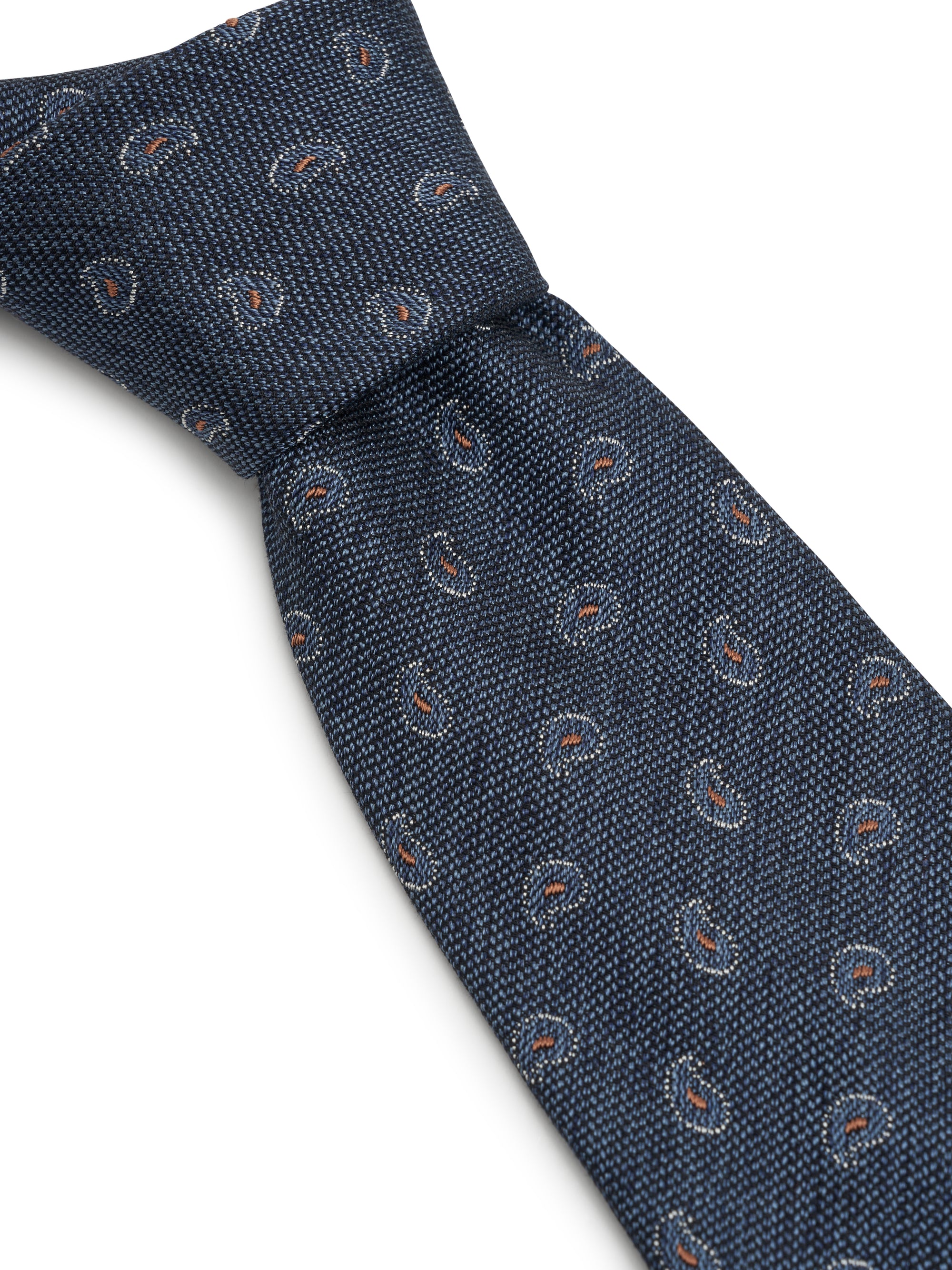 Prussian Stoke Paisley Silk Cotton Tie