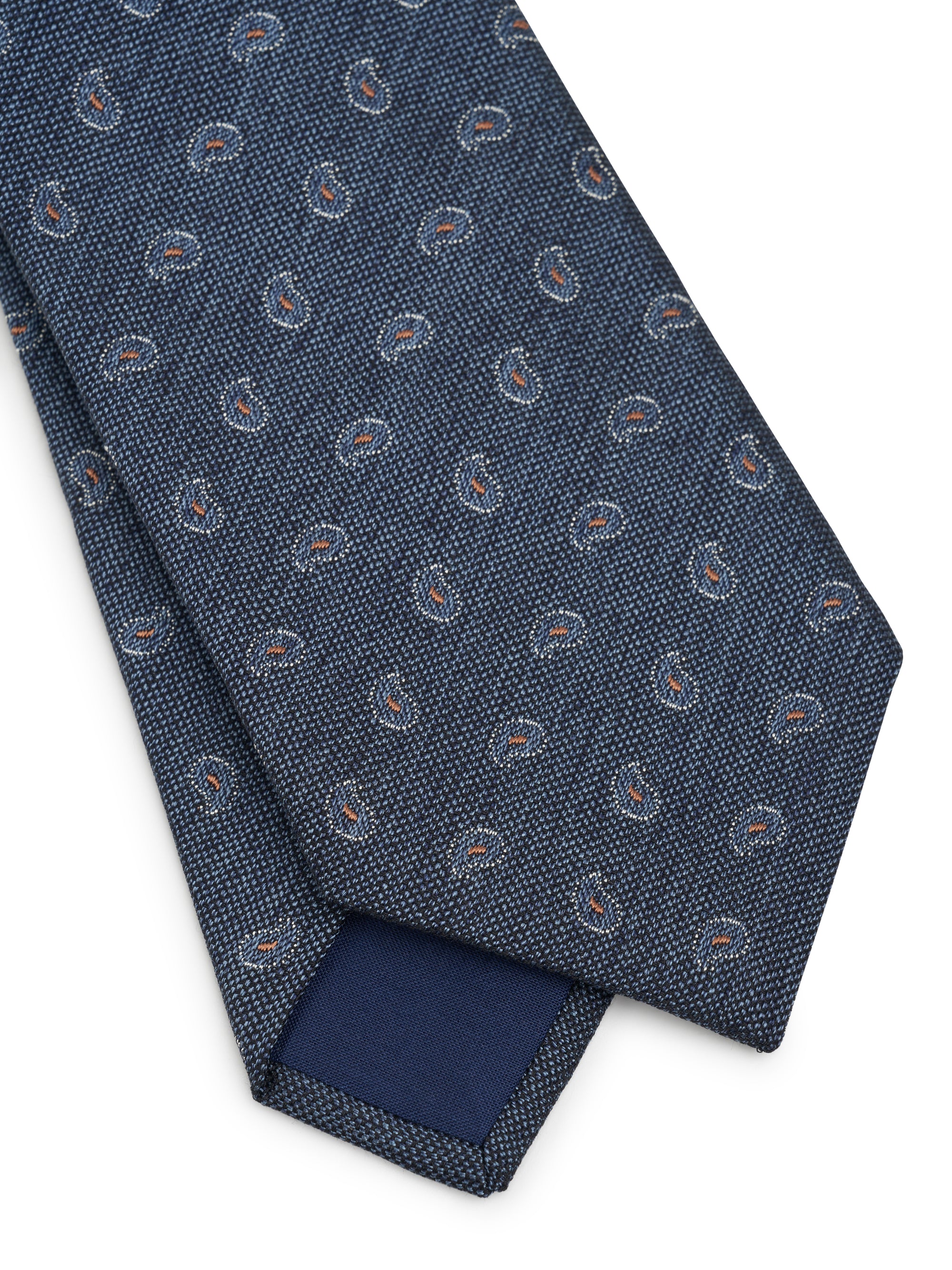 Prussian Stoke Paisley Silk Cotton Tie