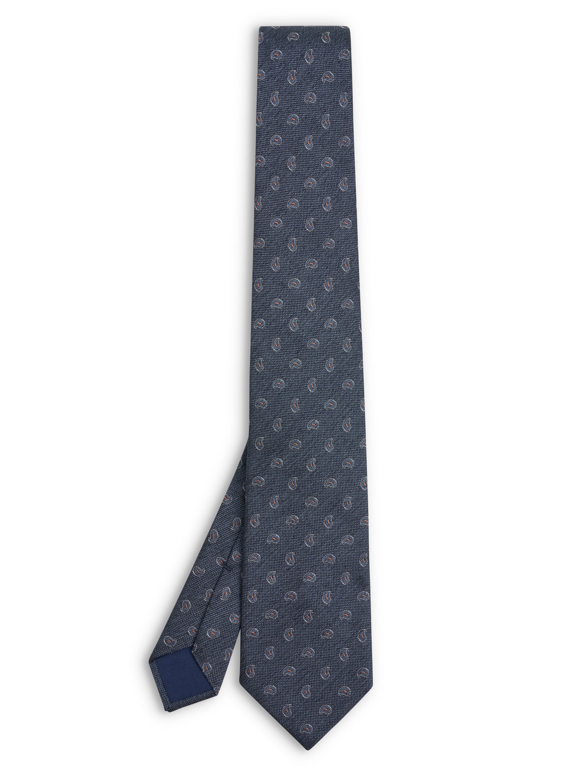 Prussian Stoke Paisley Silk Cotton Tie
