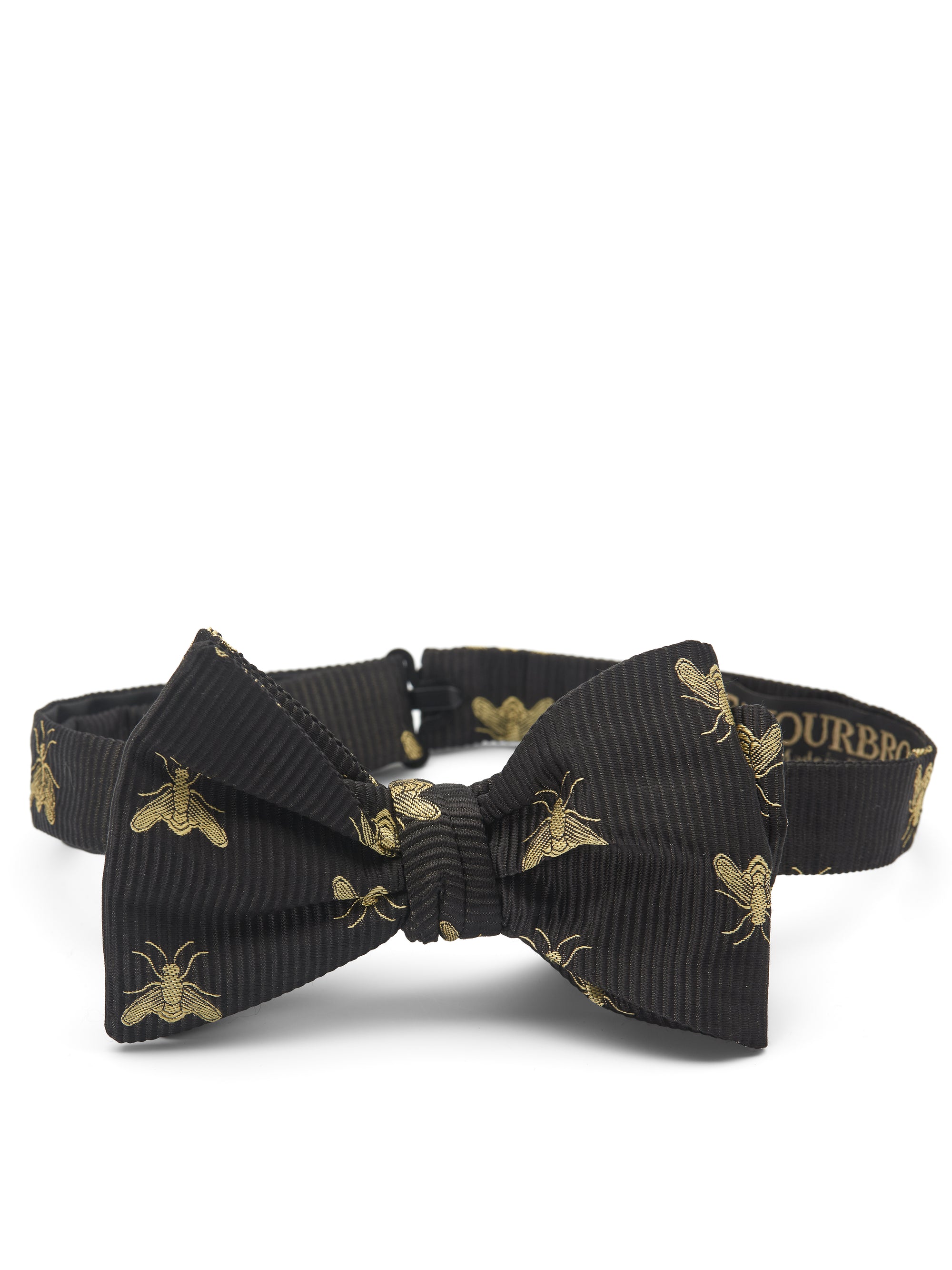 Black Gold Bees Silk Large Party Bow Tie