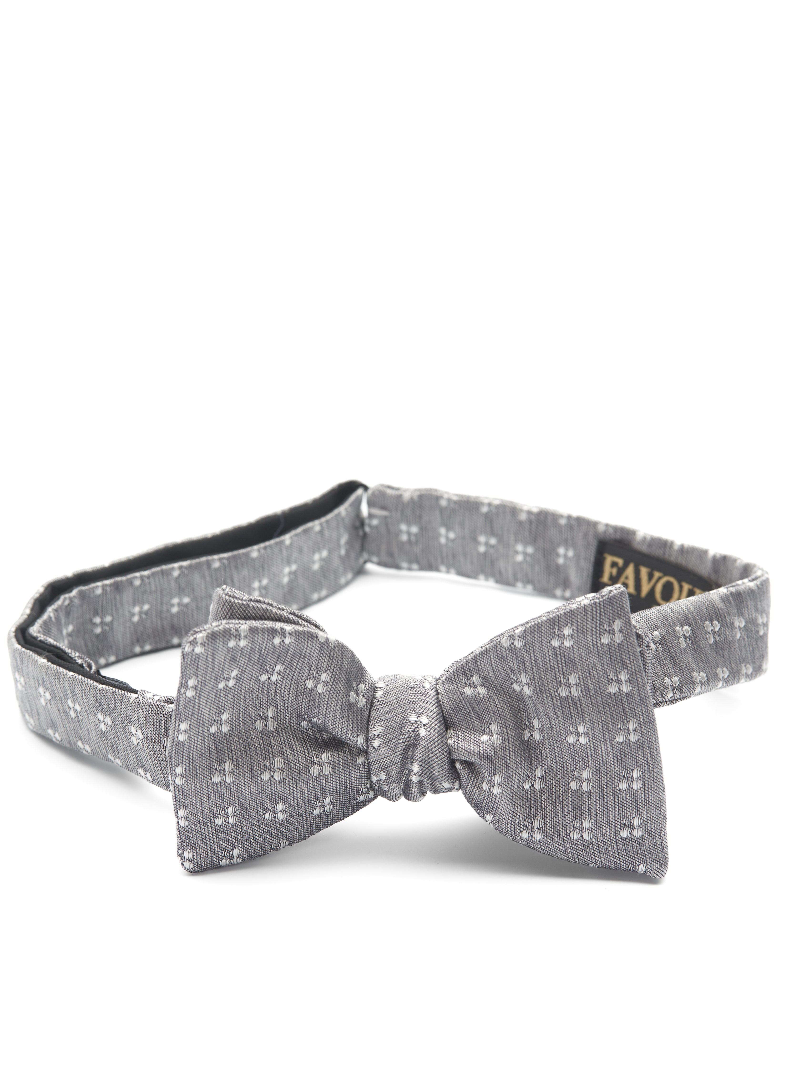 Grey Pattern Silk Bow Tie