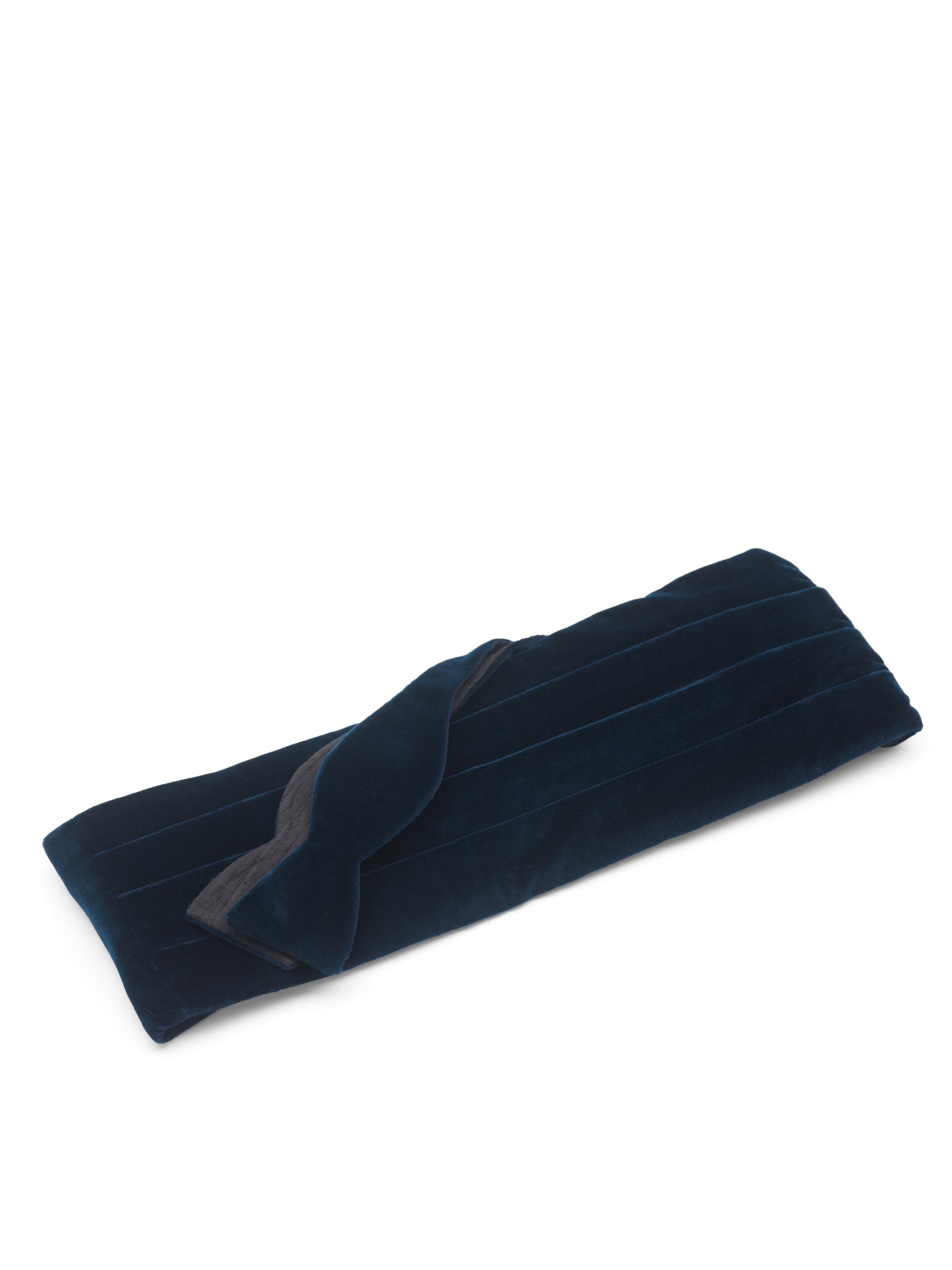 Sapphire Blue Velvet Cotton Pleated Cummerbund & Bow Tie Set