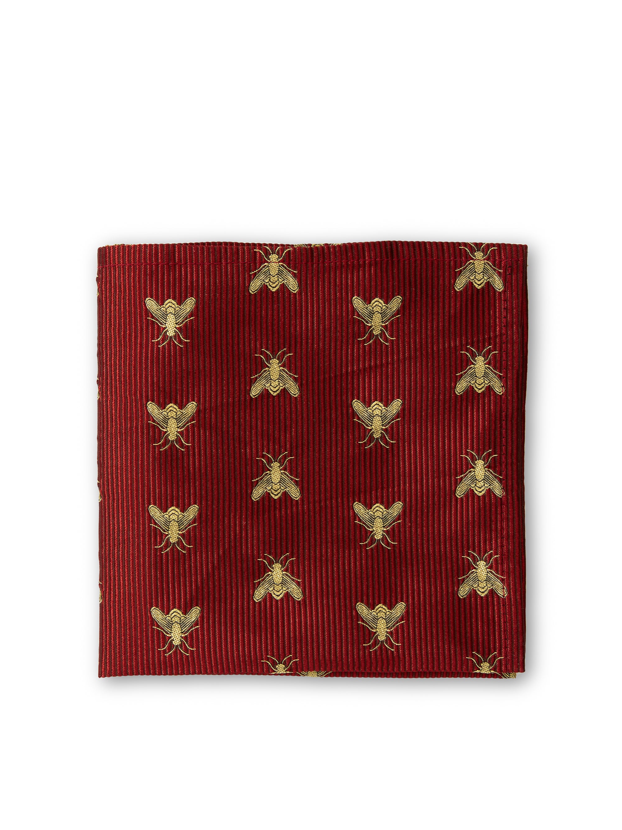 Red Gold Bees Silk Pocket Square