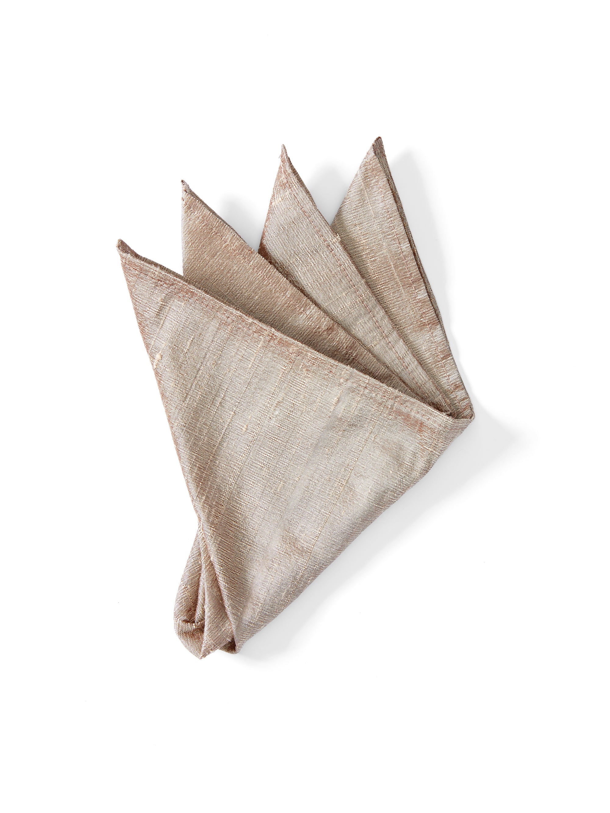 Fawn Douppion Silk Pocket Square