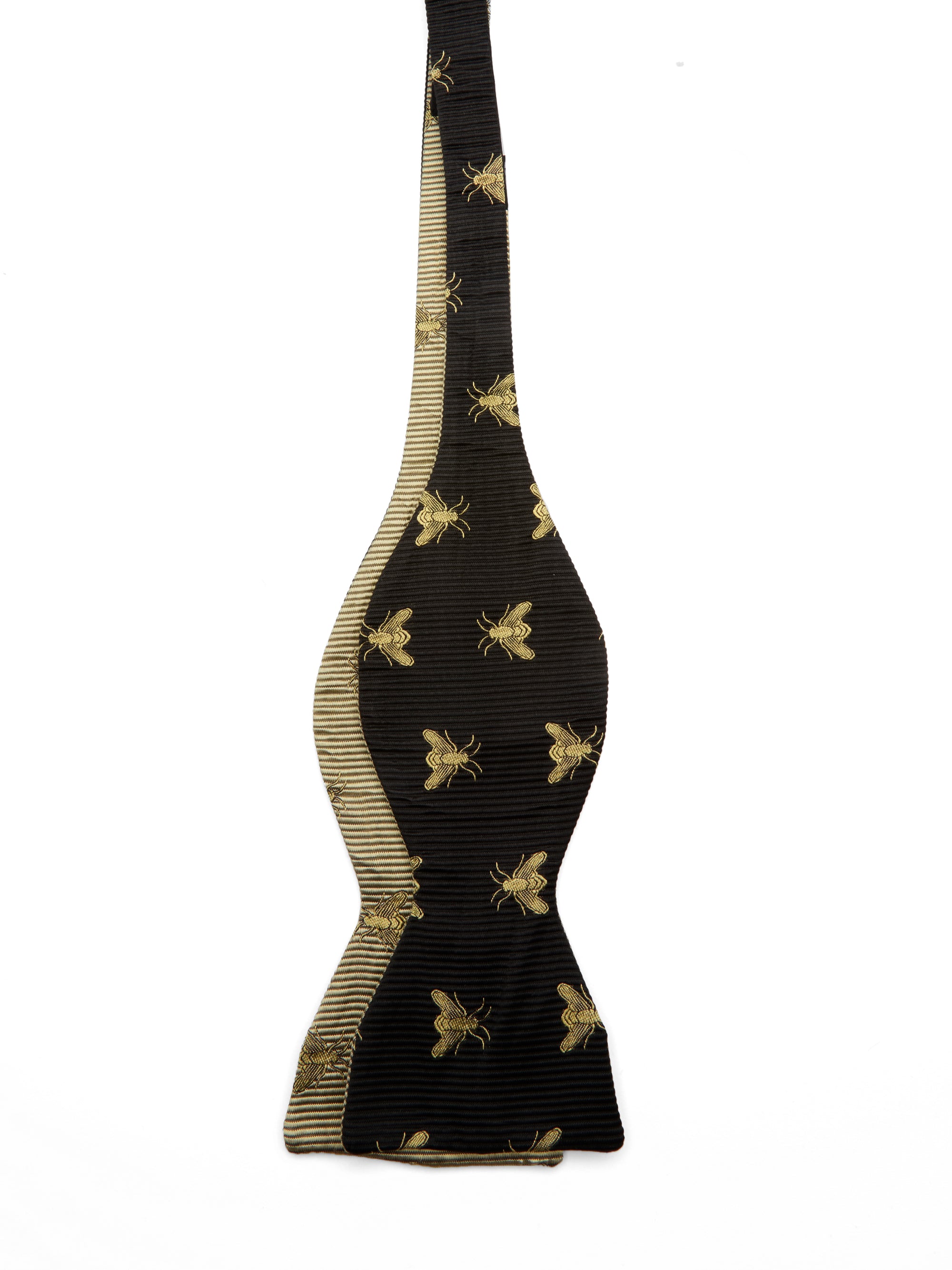 Black Gold Bees with Gold Bees Contrast Large Party Bow Tie