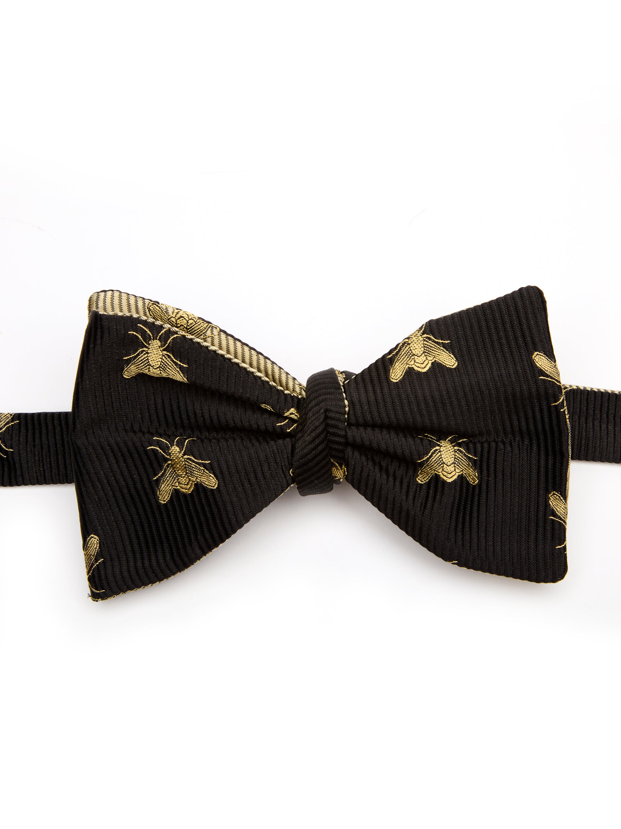 Black Gold Bees with Gold Bees Contrast Large Party Bow Tie