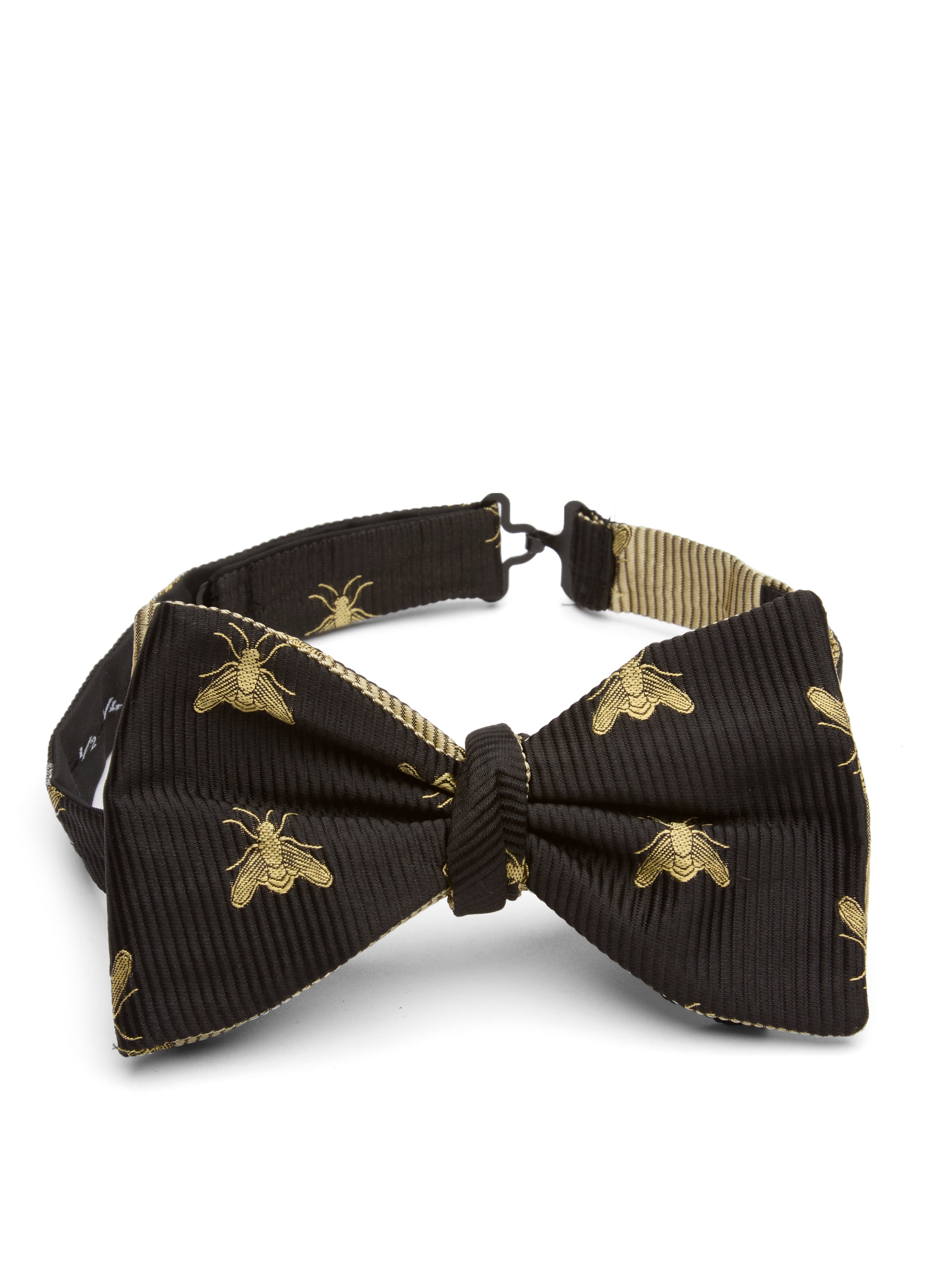 Black Gold Bees with Gold Bees Contrast Large Party Bow Tie
