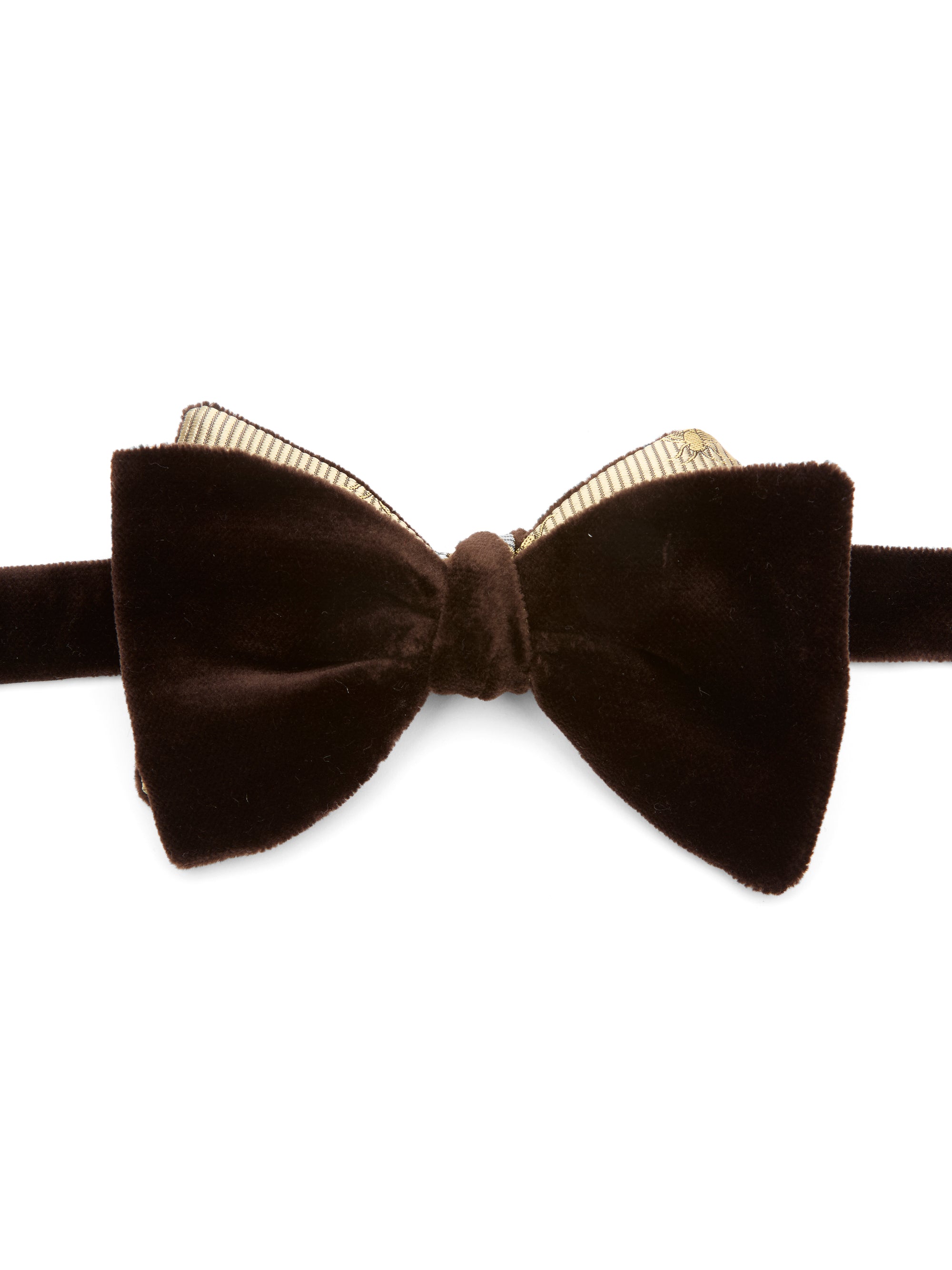 Chocolate Brown Velvet with Gold Bees Contrast Large Party Bow Tie