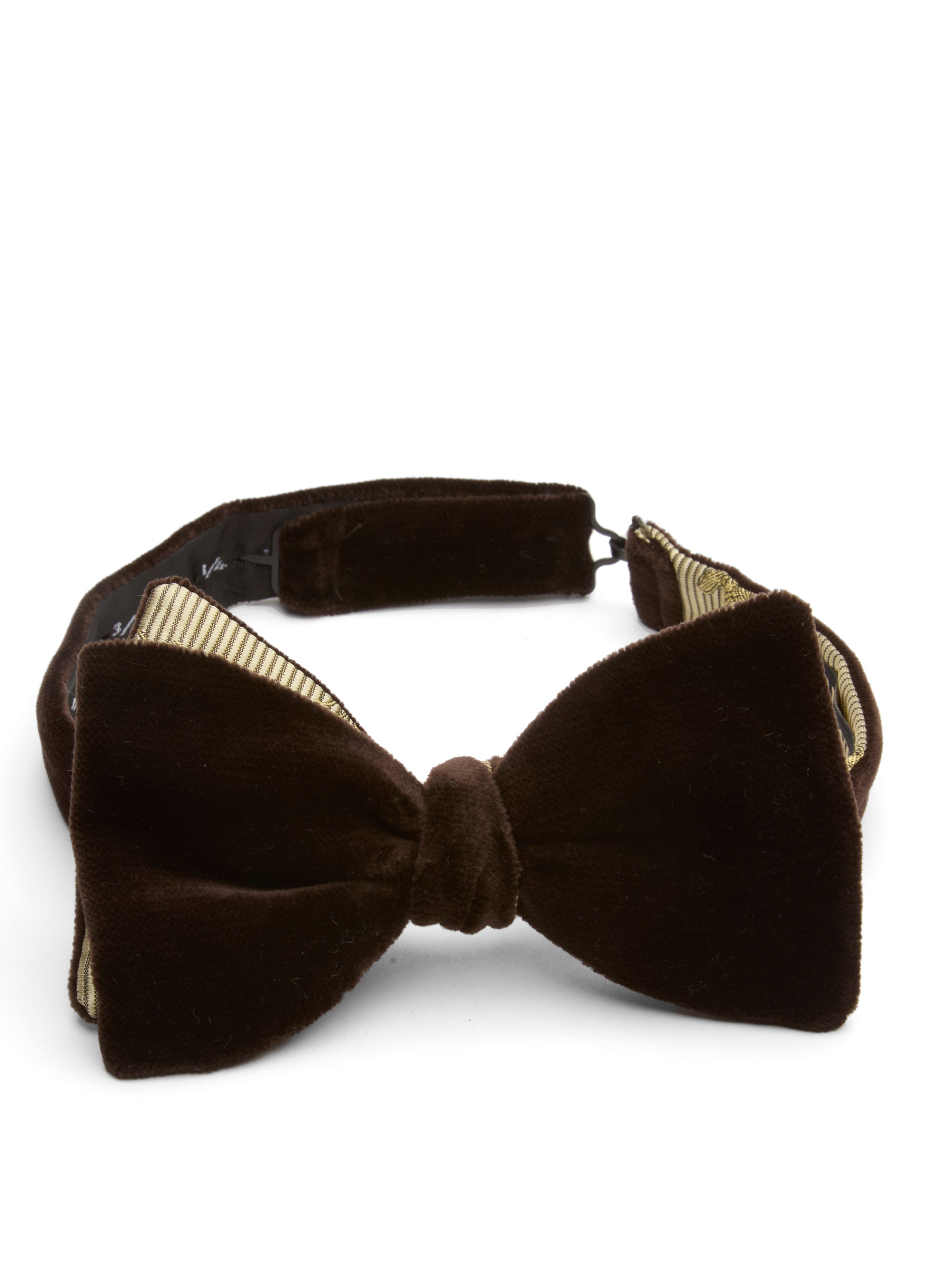 Chocolate Brown Velvet with Gold Bees Contrast Large Party Bow Tie