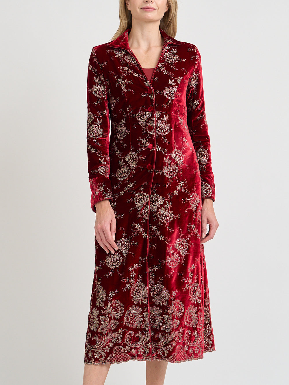Whitehall Coat Red Trumen Silk Velvet