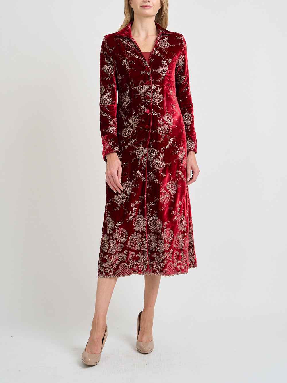 Whitehall Coat Red Trumen Silk Velvet