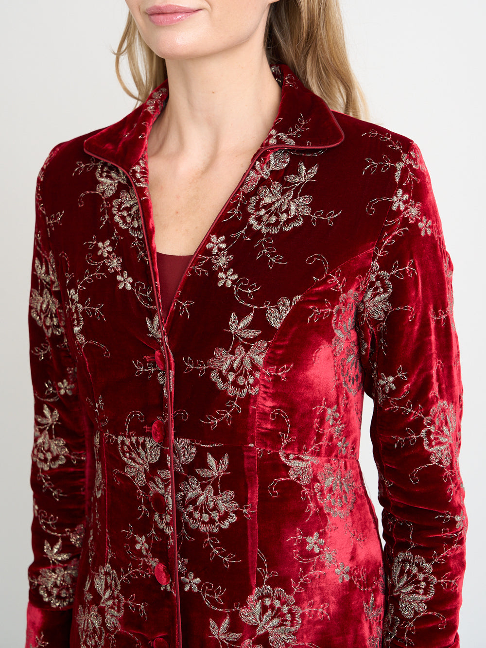 Whitehall Coat Red Trumen Silk Velvet