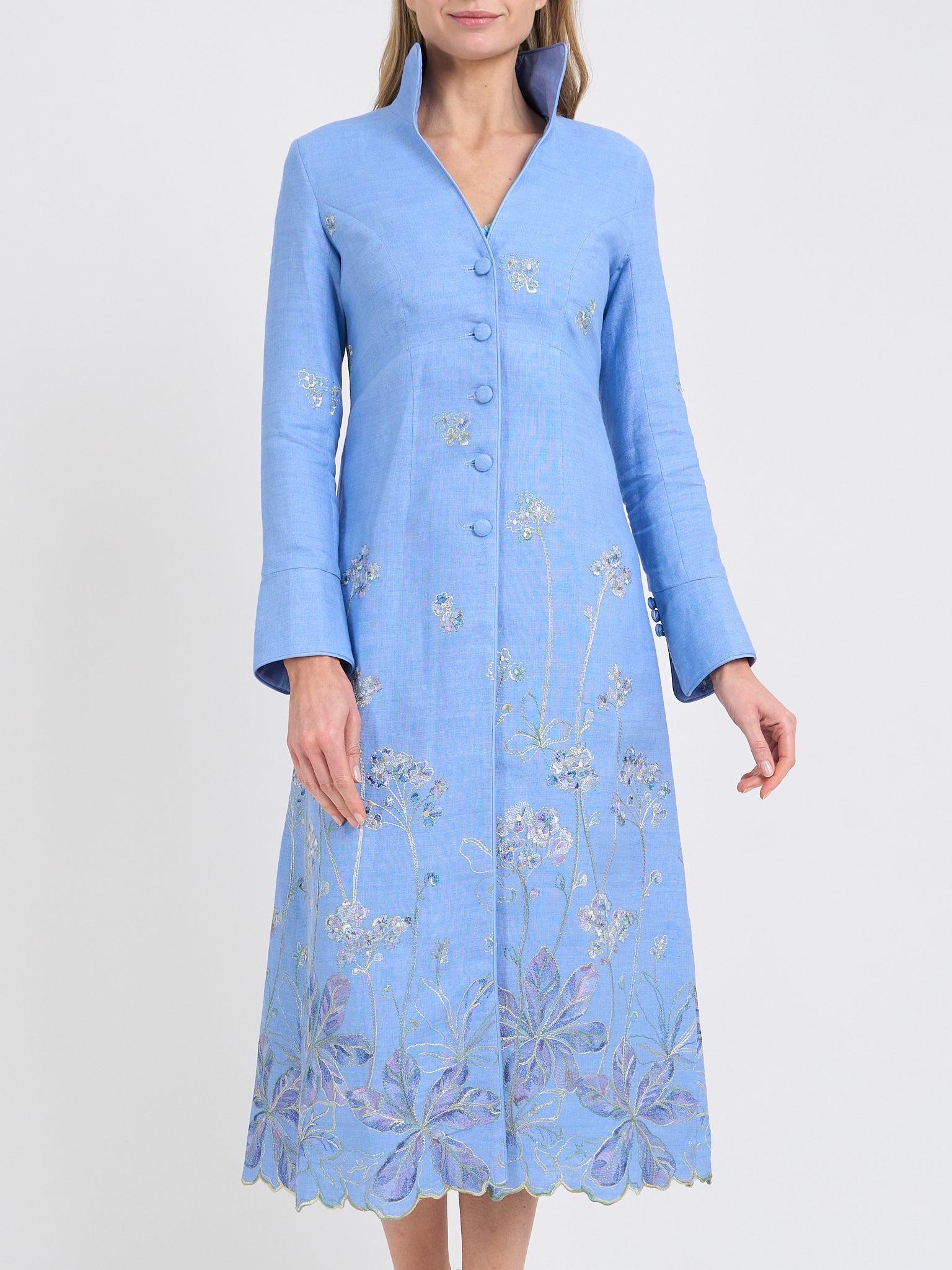 Whitehall Coat Pale Blue Queensbury Crease Resist Linen