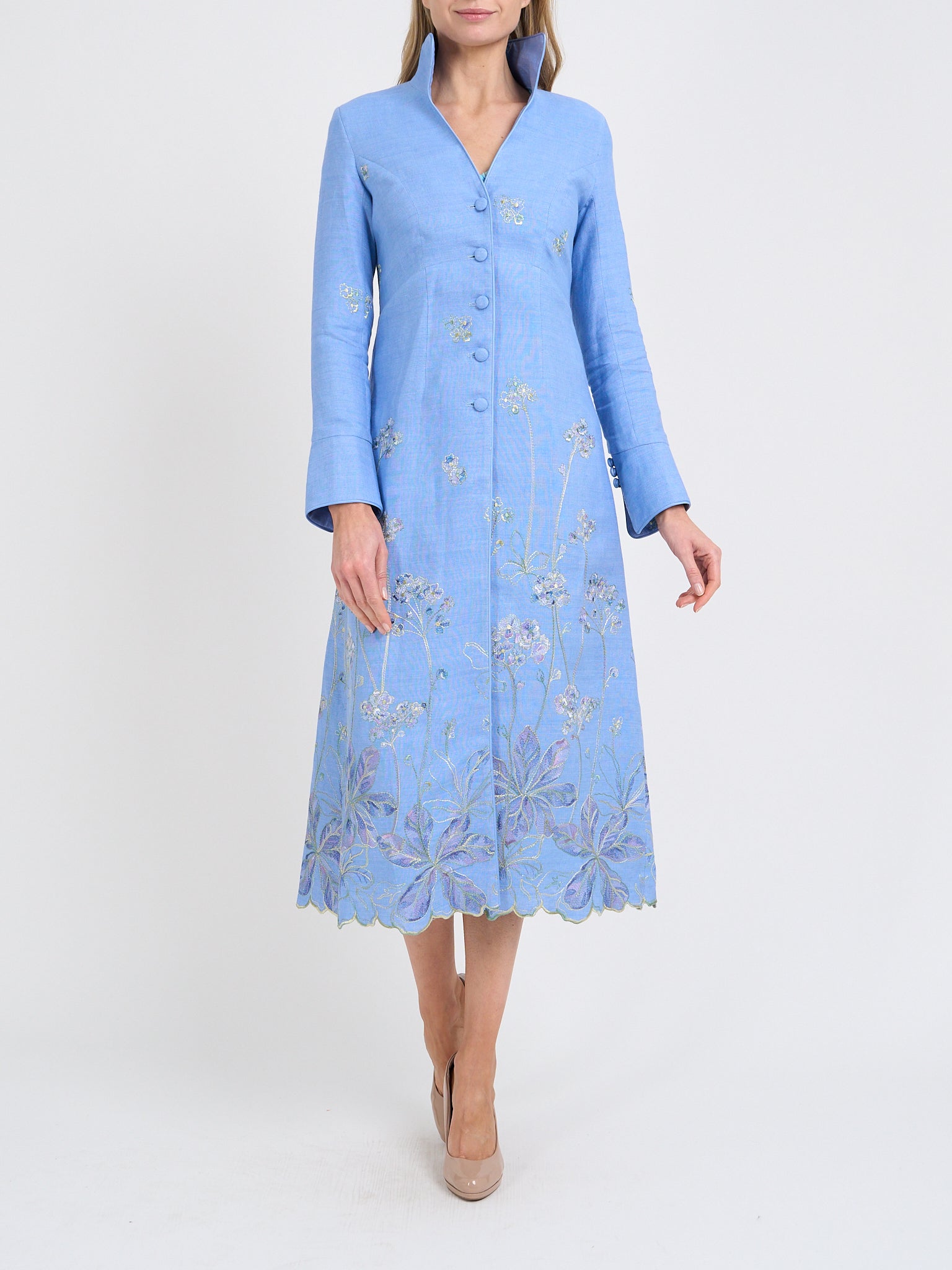 Whitehall Coat Pale Blue Queensbury Crease Resist Linen – Favourbrook
