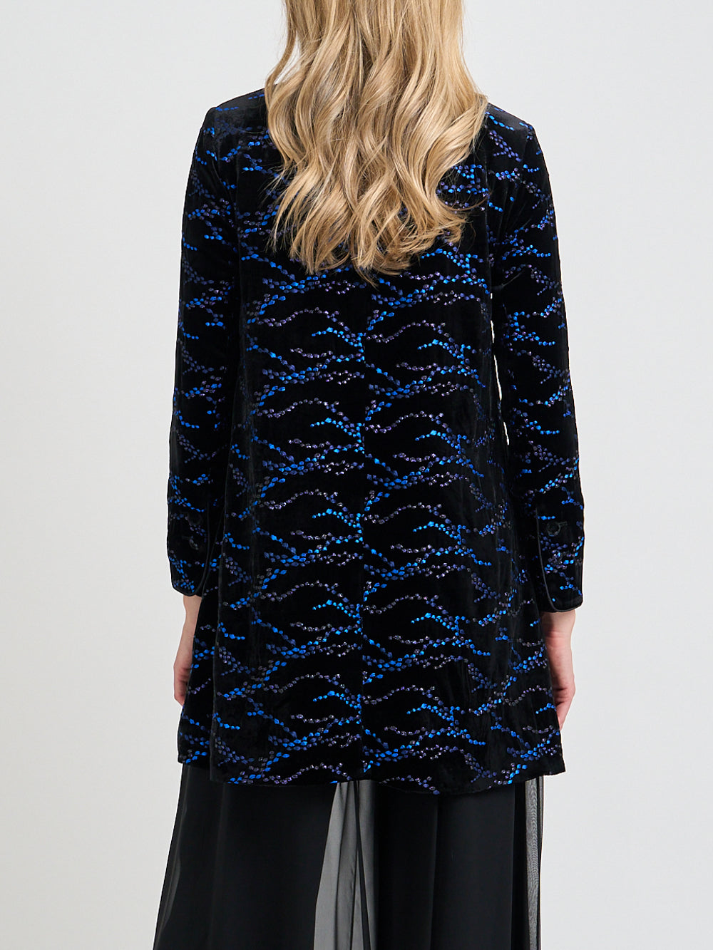Swing Jacket Black Cobalt Sheringham Silk Velvet