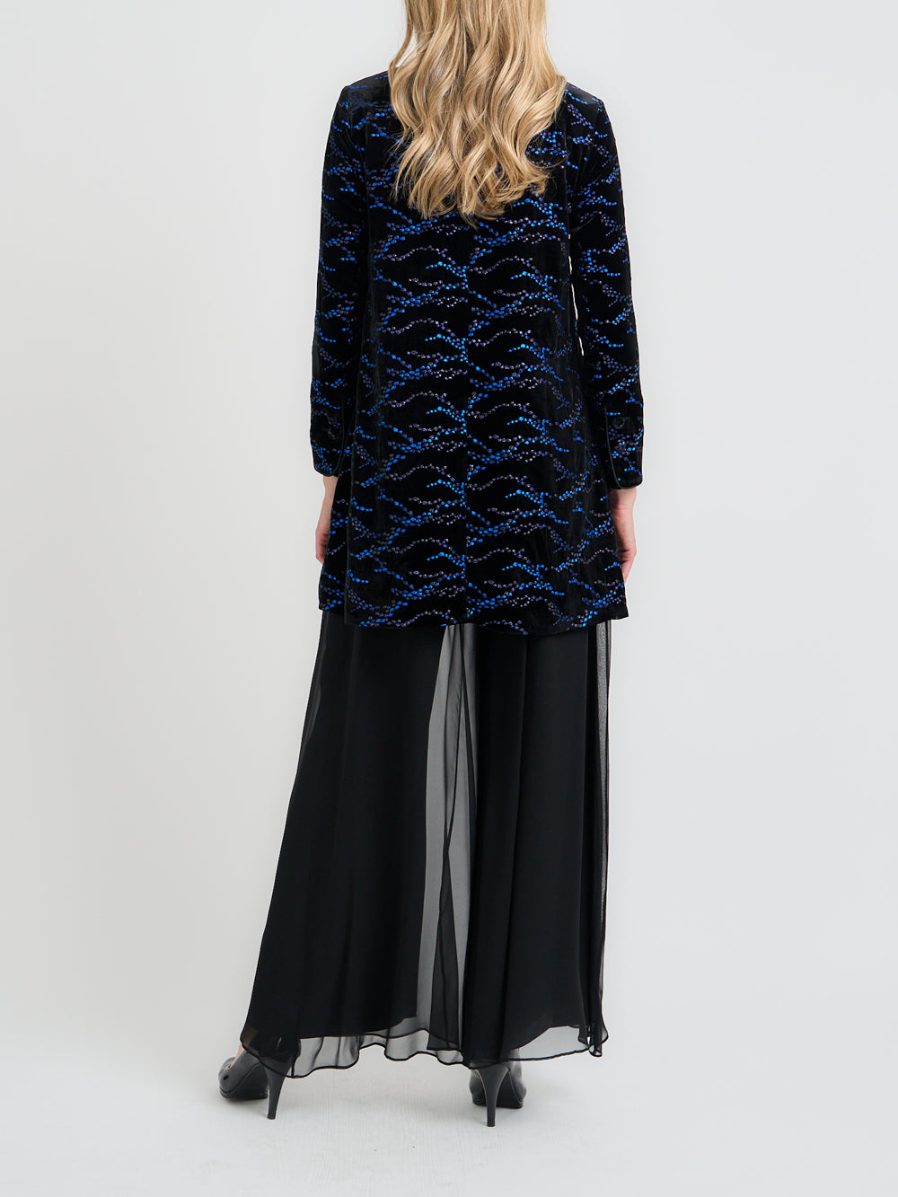 Swing Jacket Black Cobalt Sheringham Silk Velvet