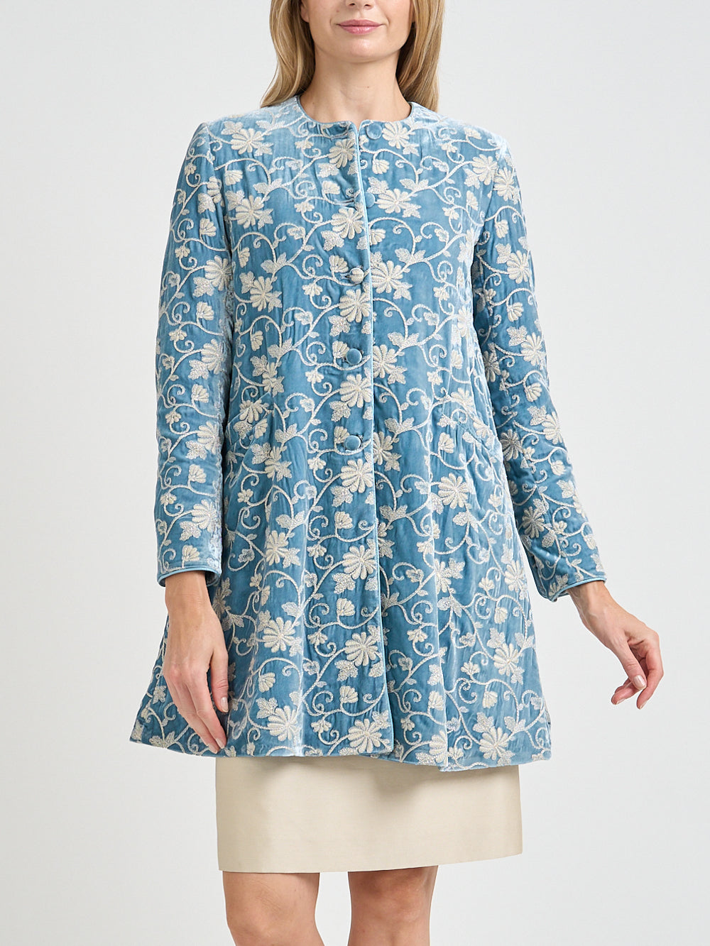 Swing Jacket Powder Blue Oakleigh Silk Velvet