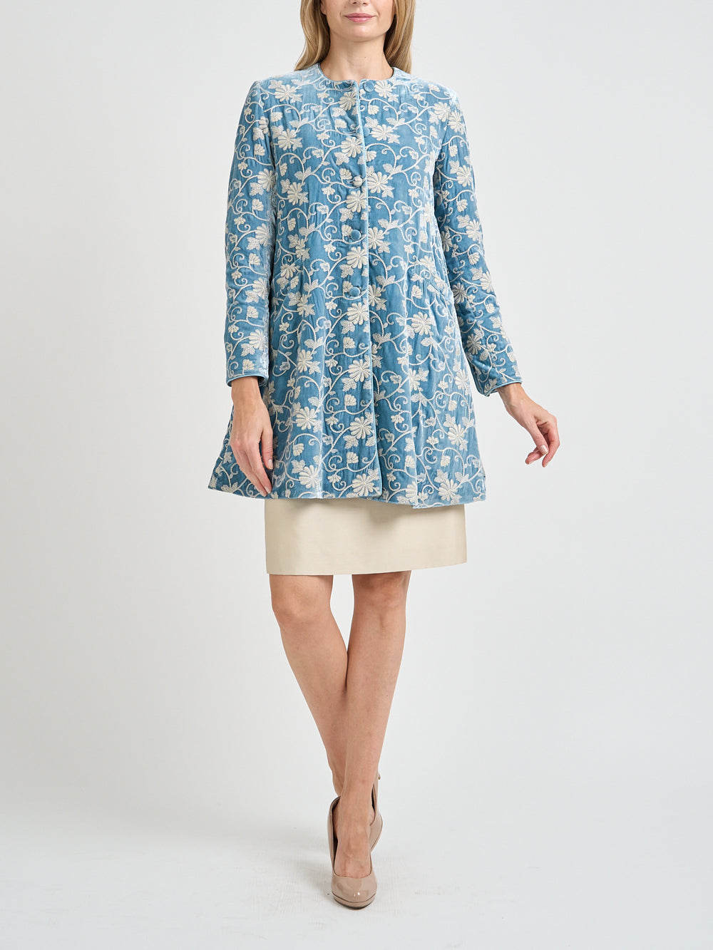 Swing Jacket Powder Blue Oakleigh Silk Velvet