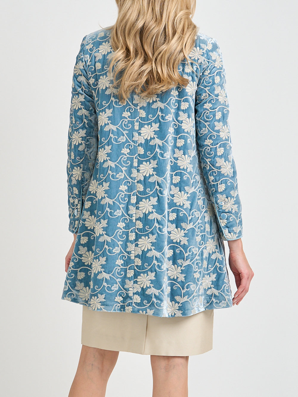 Swing Jacket Powder Blue Oakleigh Silk Velvet
