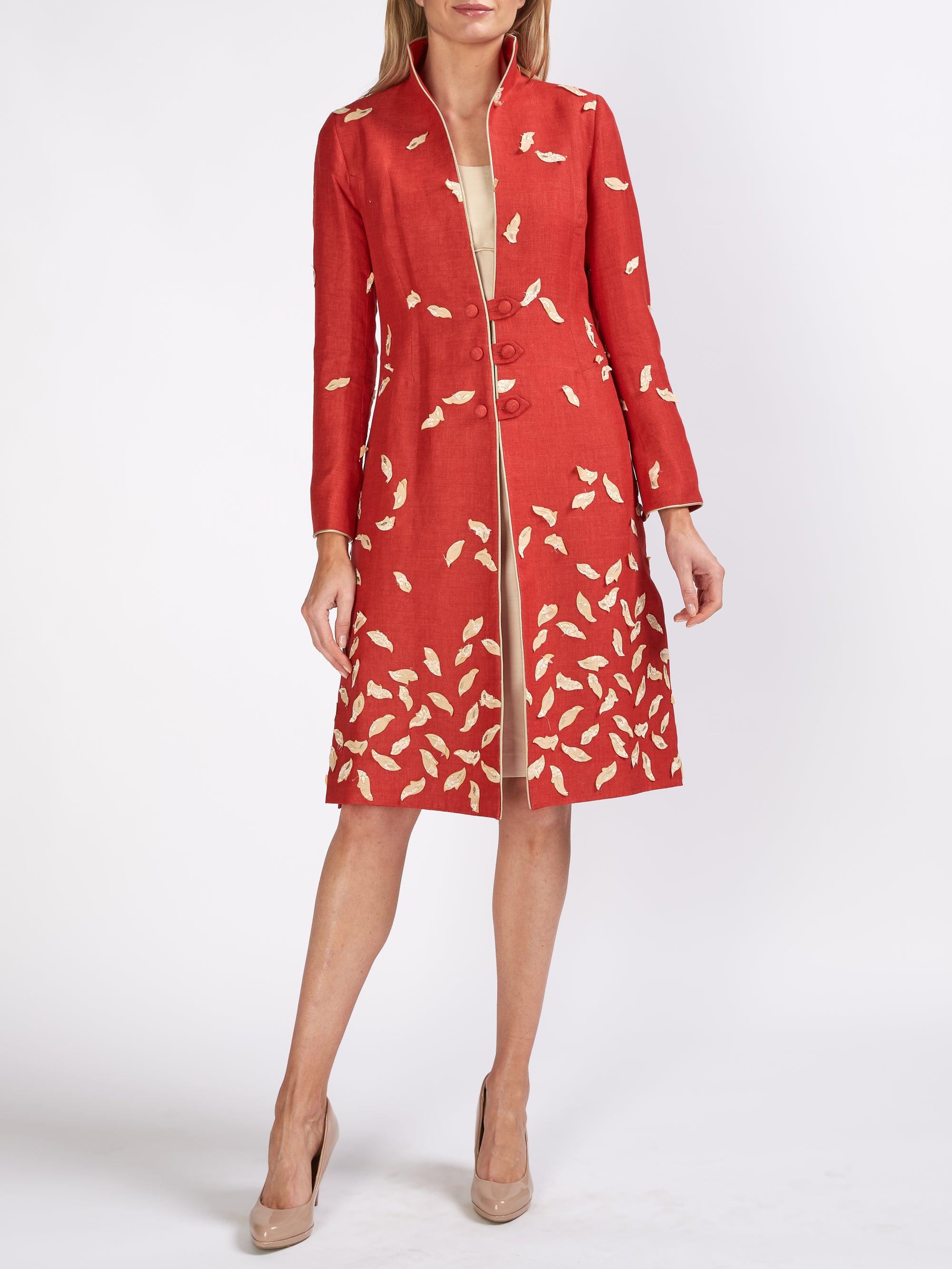 Westminster Coat Red Aida Crease Resist Linen