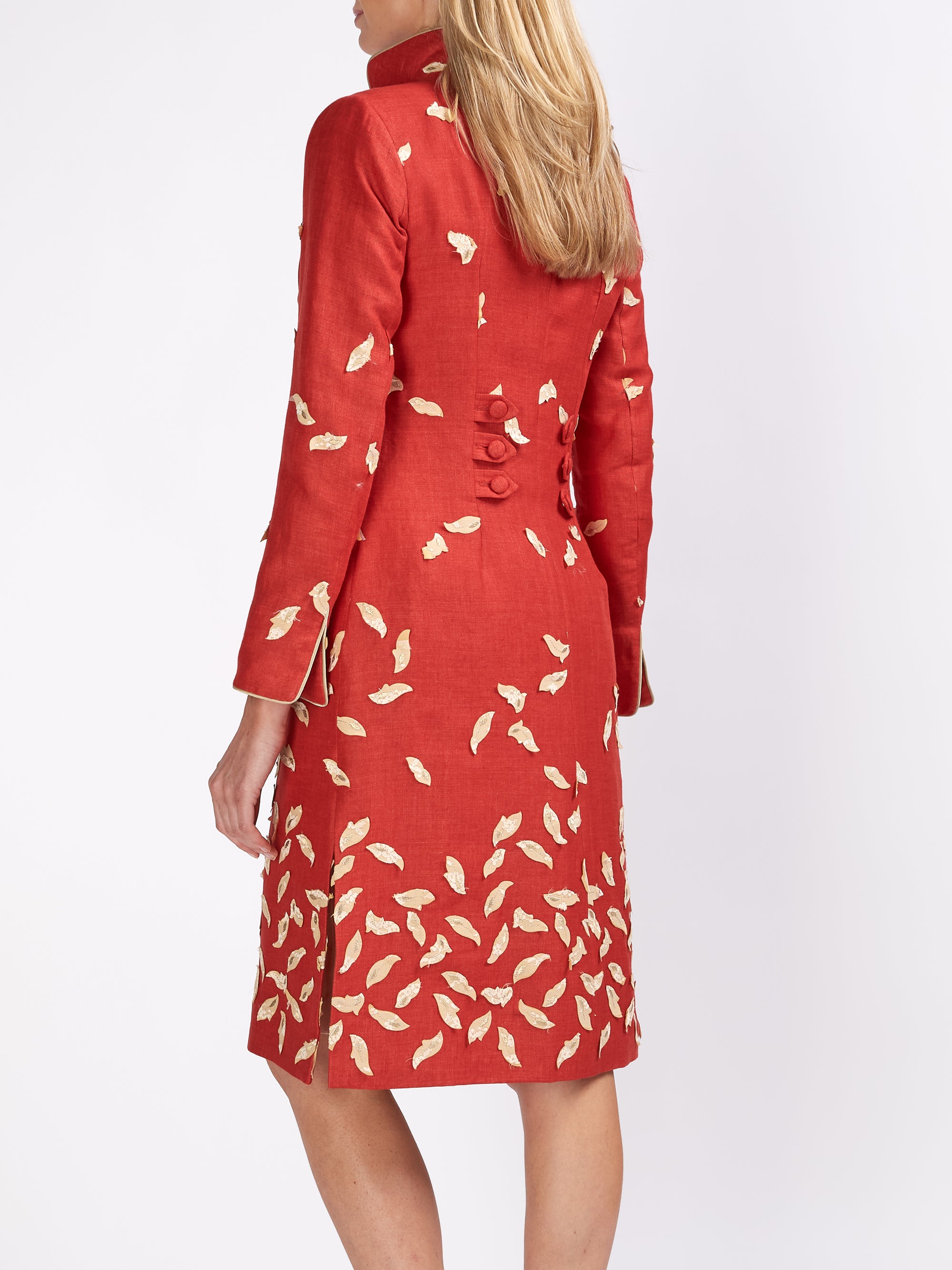 Westminster Coat Red Aida Crease Resist Linen