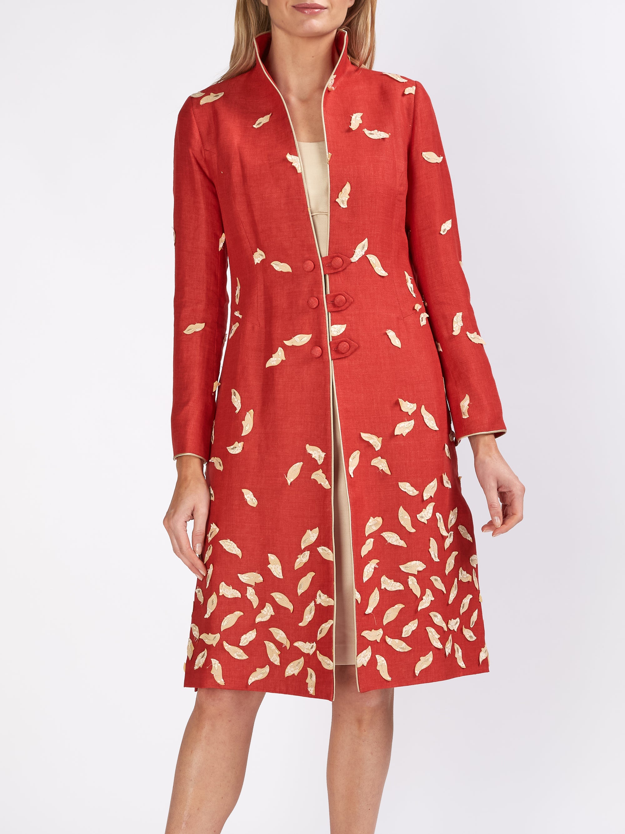 Westminster Coat Red Aida Crease Resist Linen