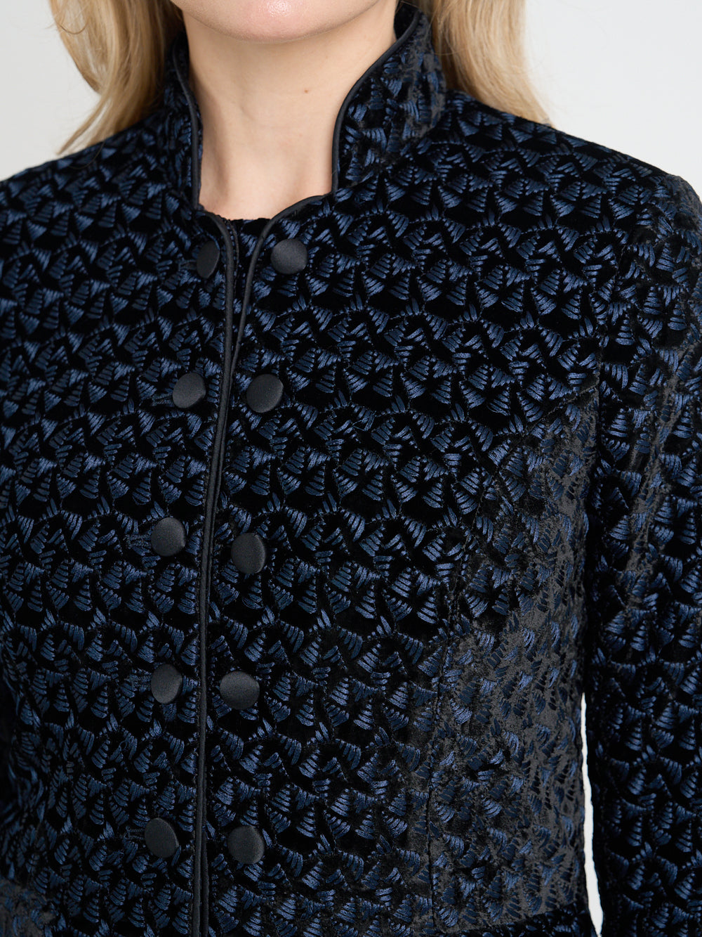 Waterloo Coat Black Navy Pitzhanger Silk Velvet