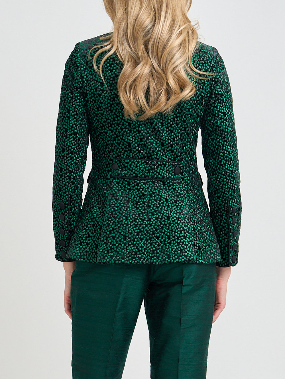 Trafalgar Jacket Black Green Dorchester Silk Velvet