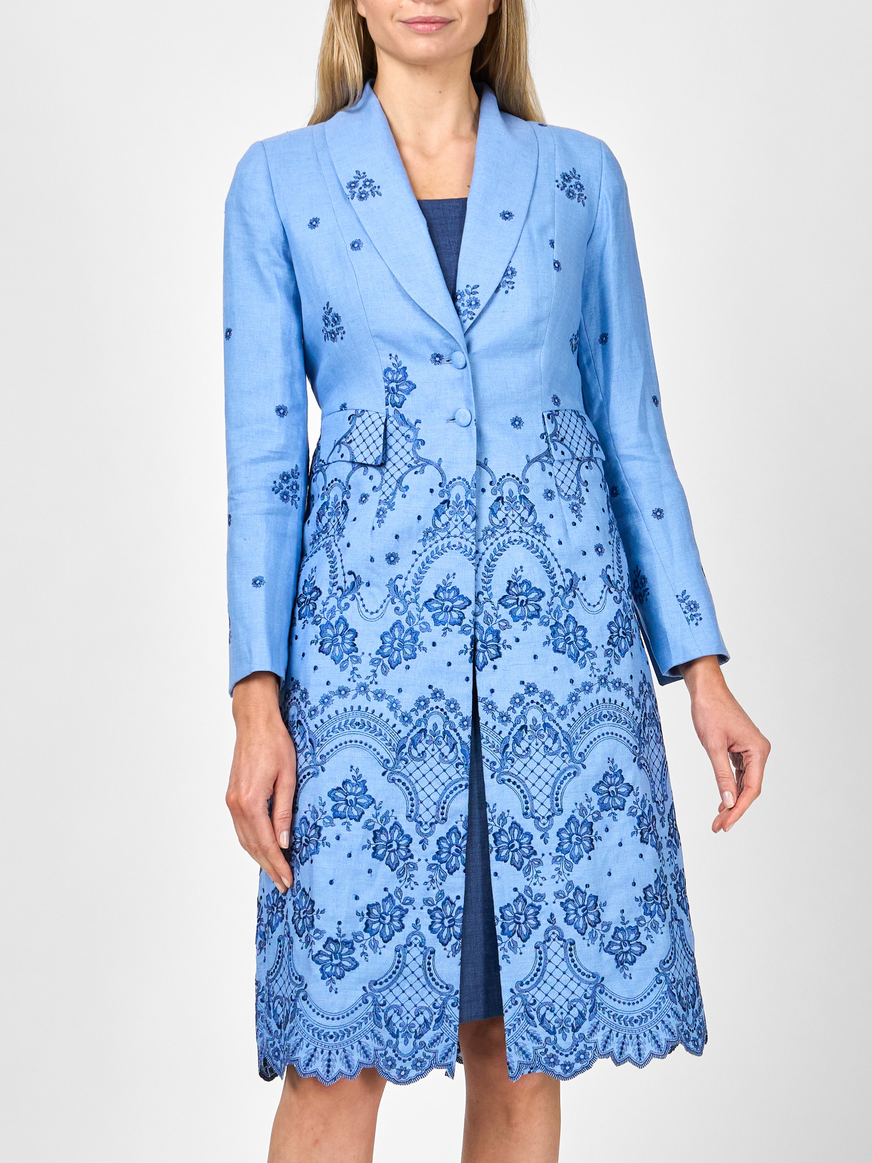 Shawl Collar Eton Coat Pale Blue Landsdowne Crease Resist Linen –  Favourbrook