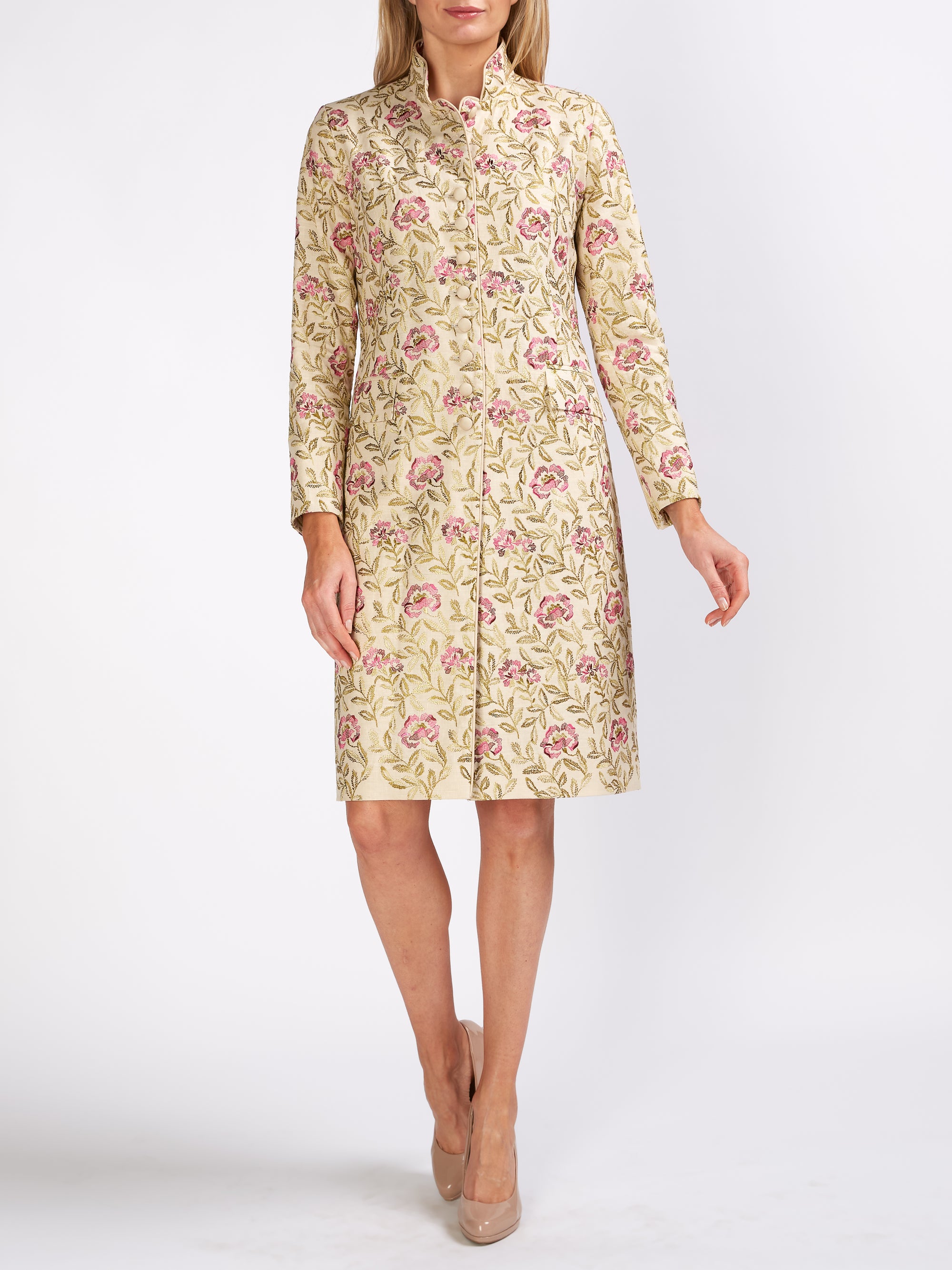 Soho Coat Antique Beige Fuchsia Rigoletto Linen