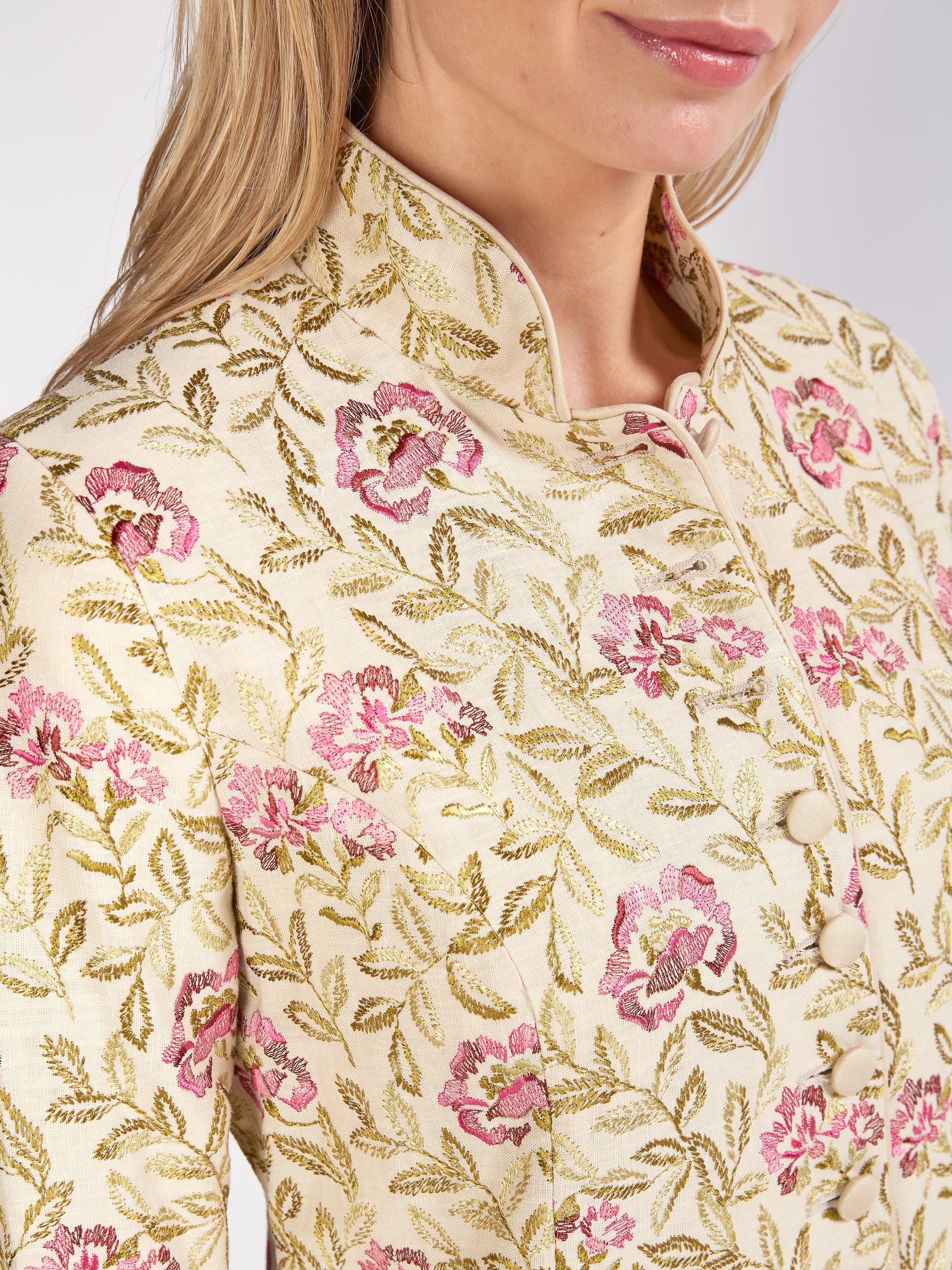 Soho Coat Antique Beige Fuchsia Rigoletto Linen