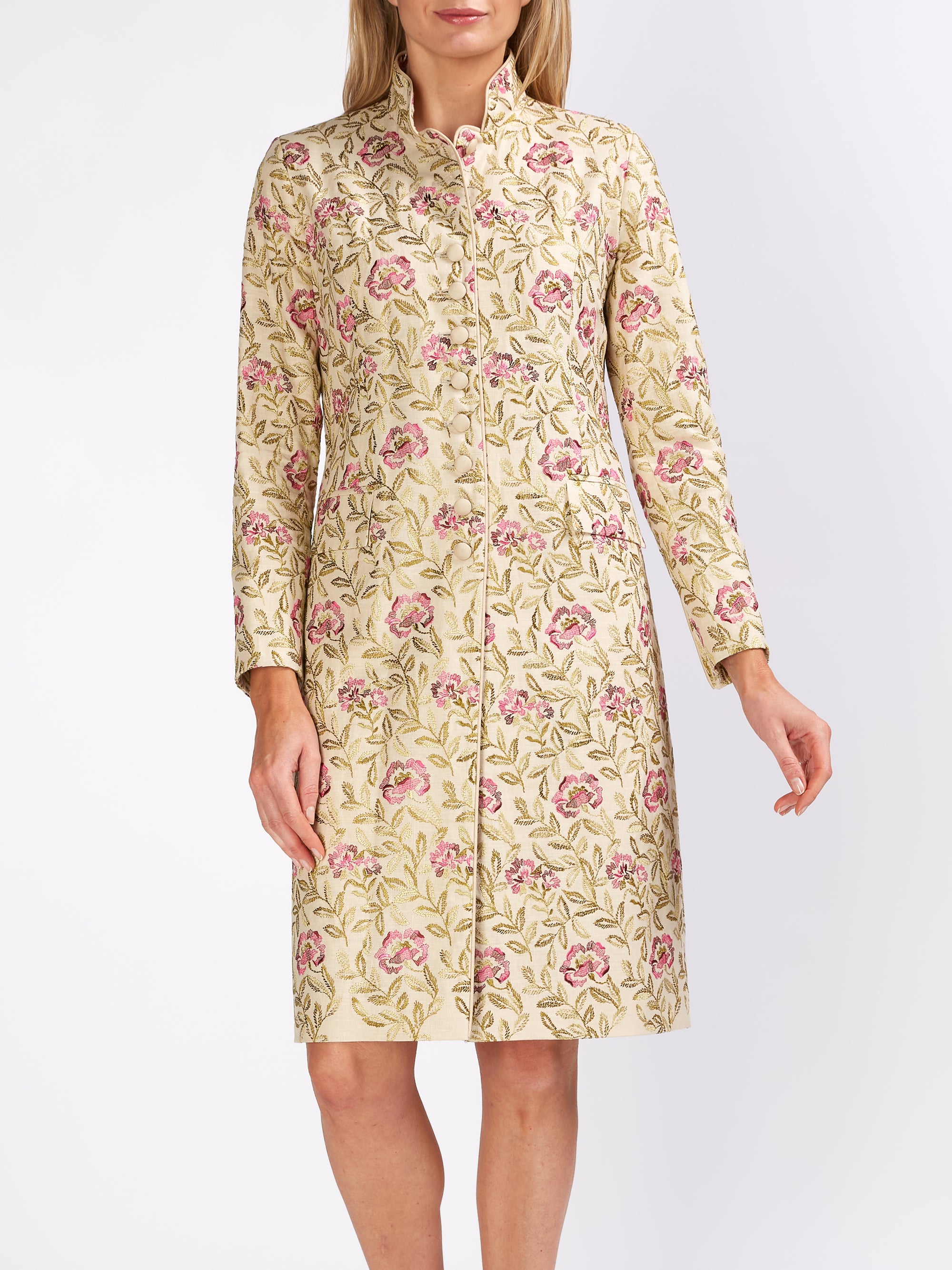 Soho Coat Antique Beige Fuchsia Rigoletto Linen