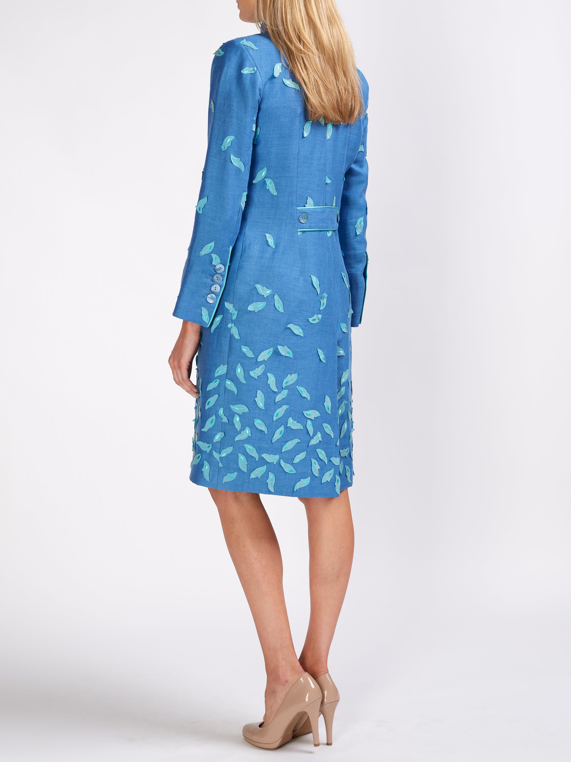 Soho Coat Cornflower Aida Crease Resist Linen