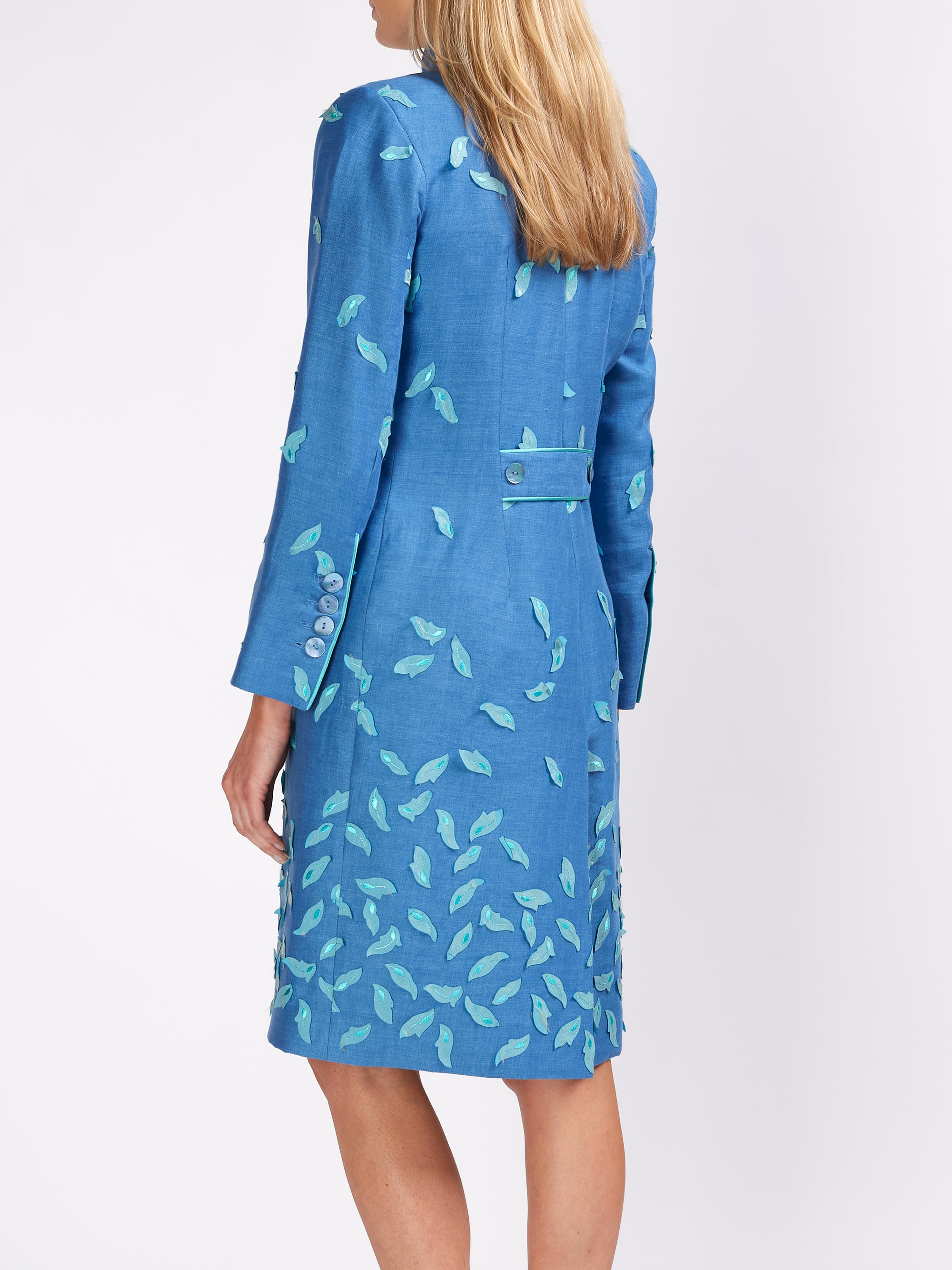 Soho Coat Cornflower Aida Crease Resist Linen