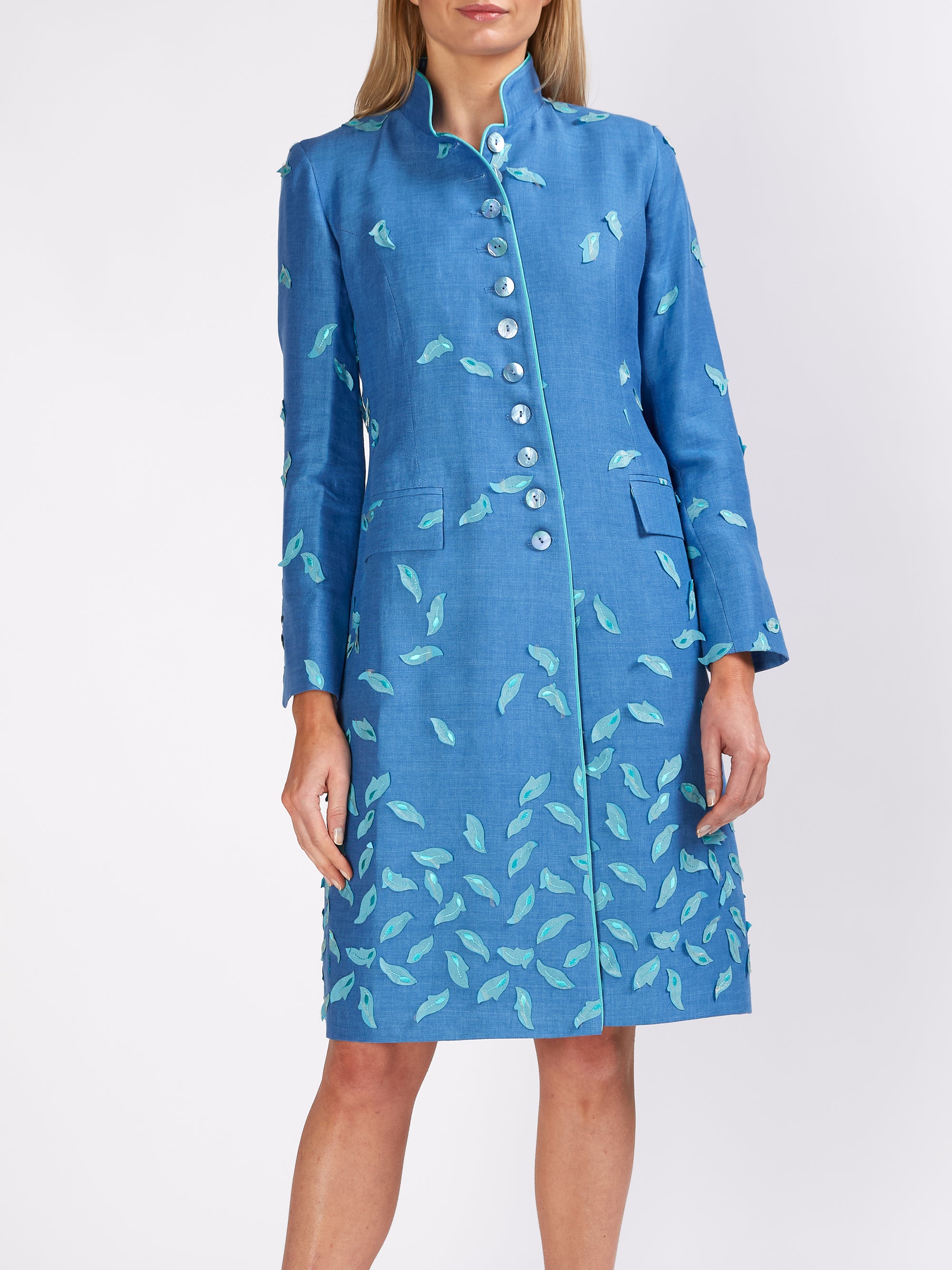 Soho Coat Cornflower Aida Crease Resist Linen