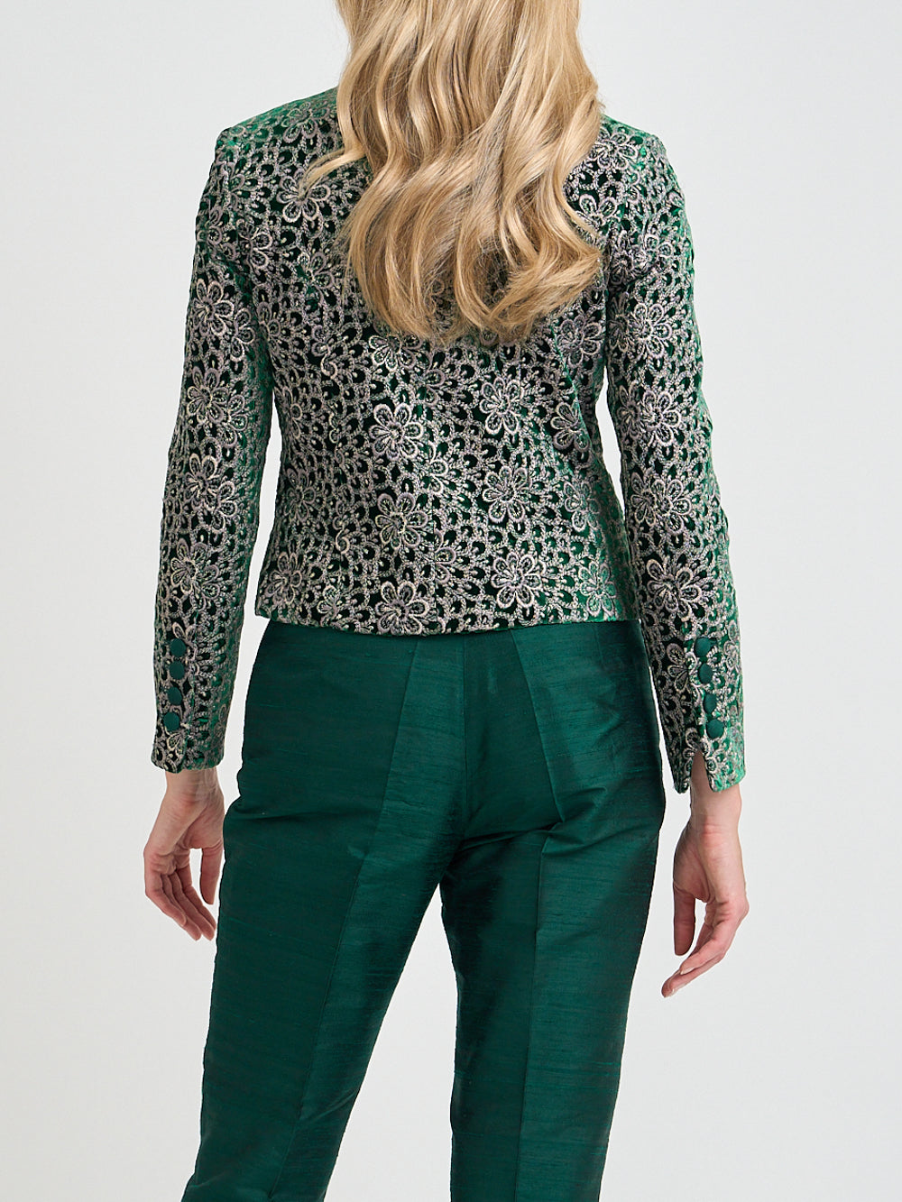 Chiswick Jacket Green Snowdrop Silk Velvet