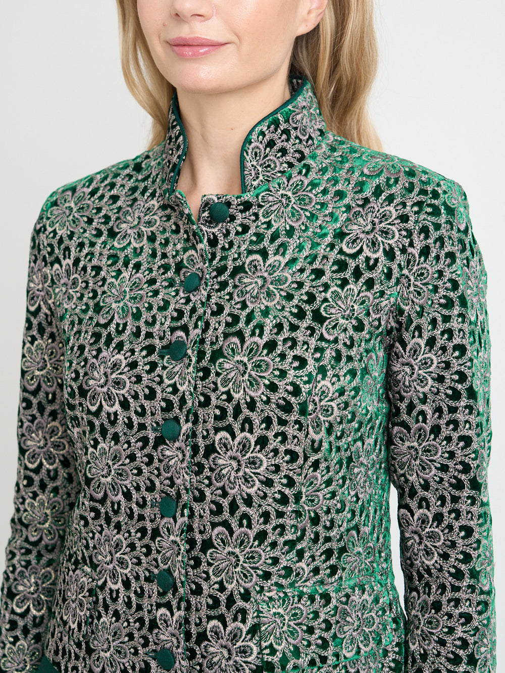 Chiswick Jacket Green Snowdrop Silk Velvet