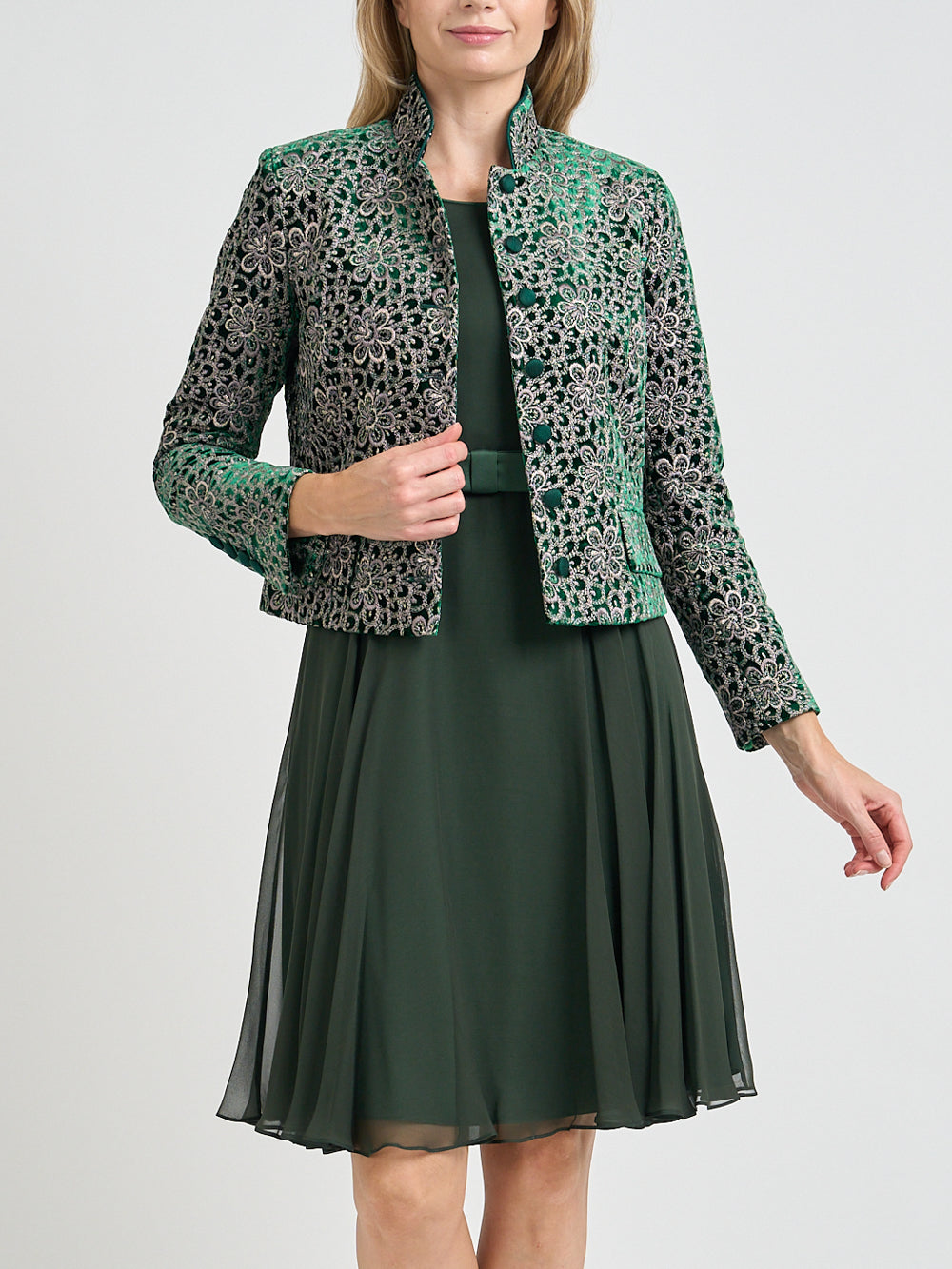 Chiswick Jacket Green Snowdrop Silk Velvet