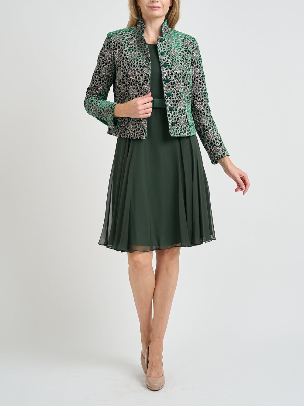 Chiswick Jacket Green Snowdrop Silk Velvet