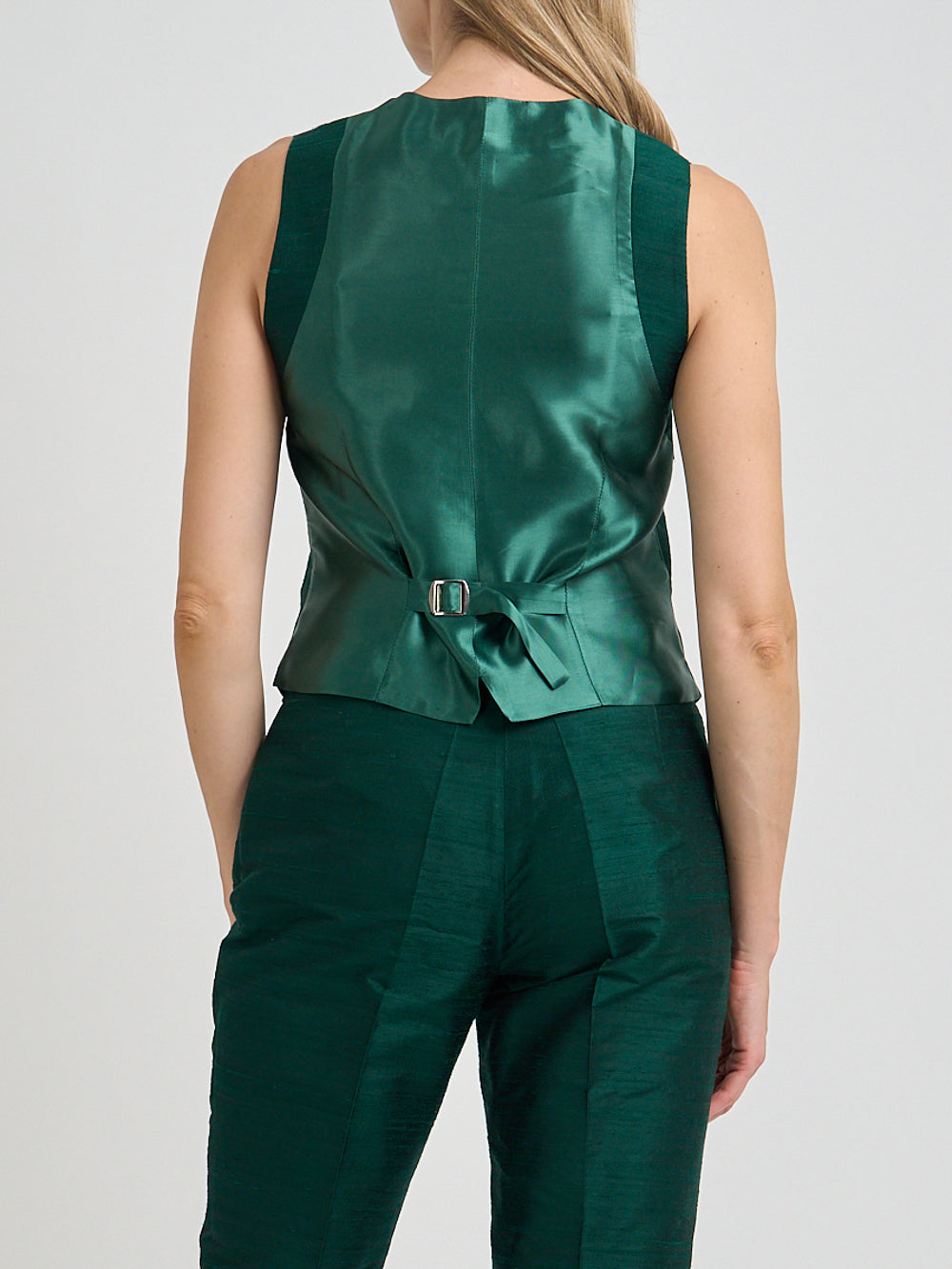 Waistcoat Single-Breasted Evergreen Silk Douppion